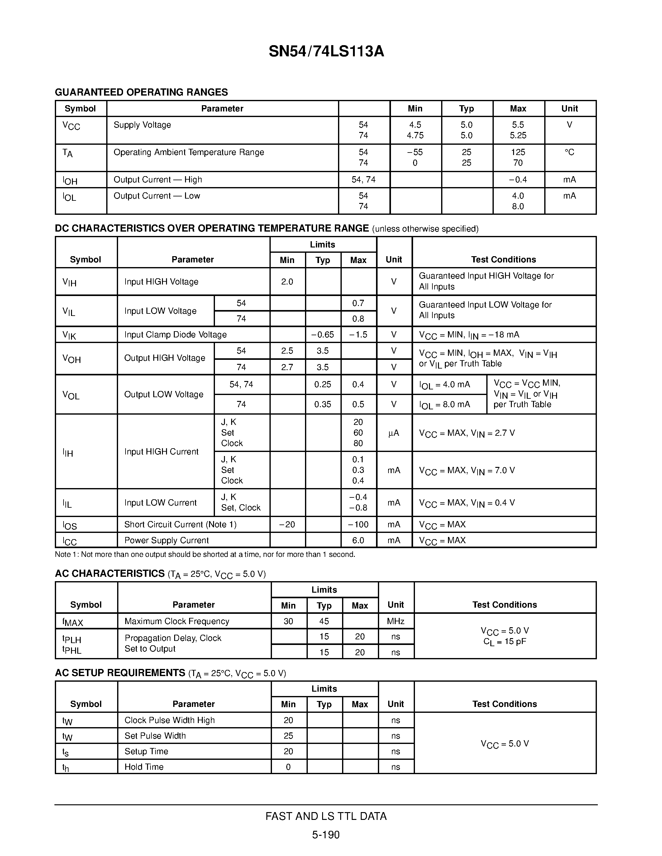 Datasheet SN74LS113D - DUAL JK NEGATIVE EDGE-TRIGGERED FLIP-FLOP page 2