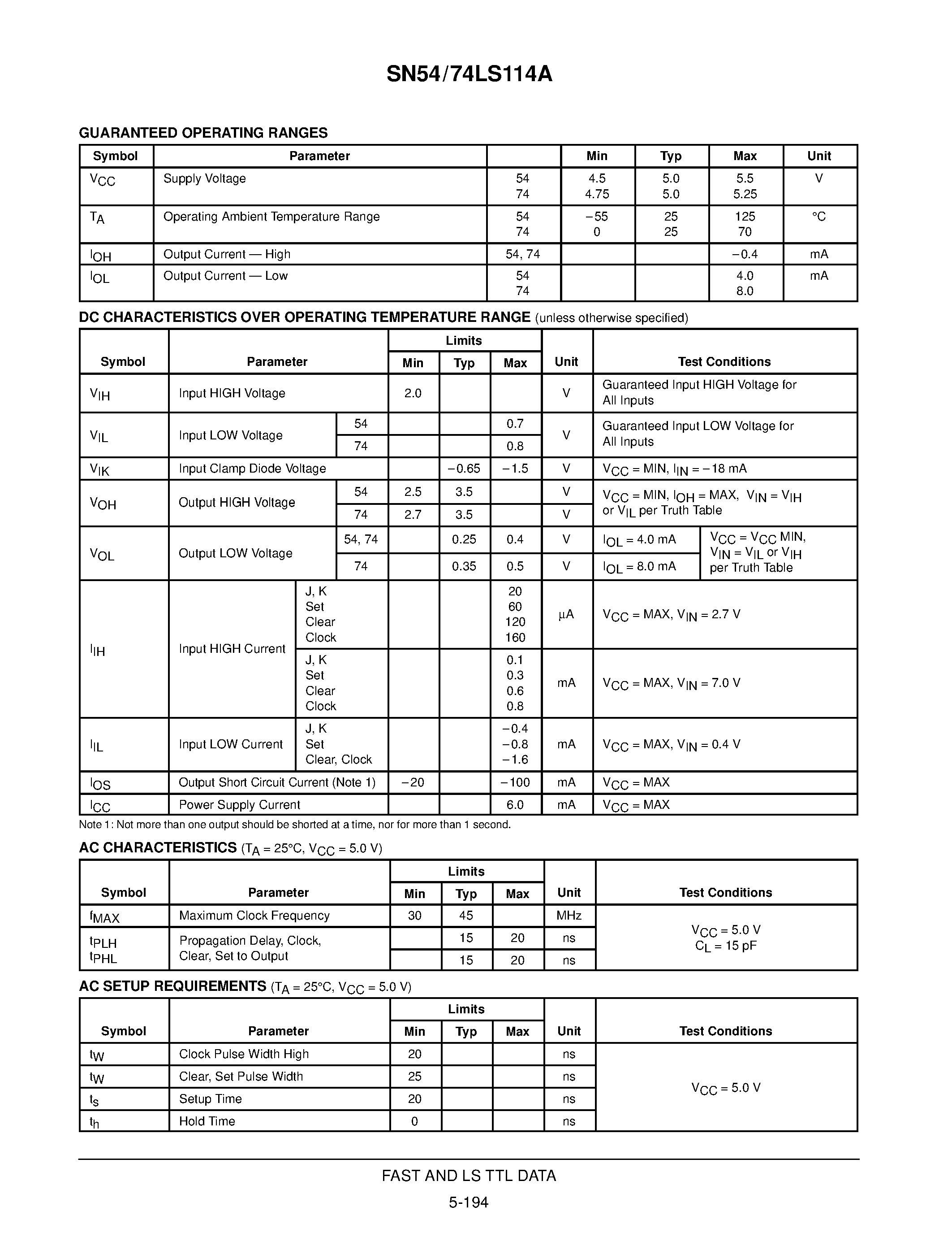 Datasheet SN74LS114N - DUAL JK NEGATIVE EDGE-TRIGGERED FLIP-FLOP page 2