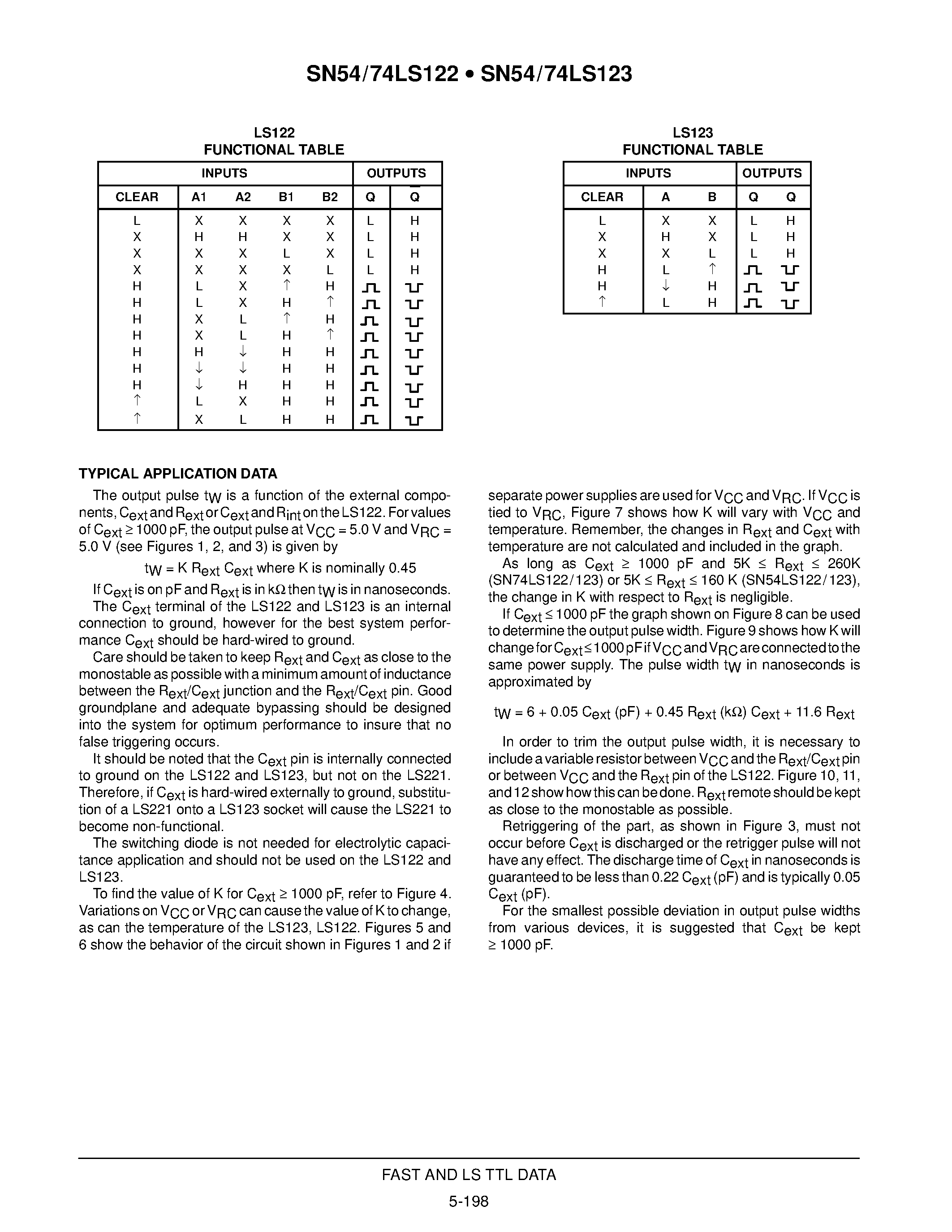 Datasheet SN74LS122D - RETRIGGERABLE MONOSTABLE MULTIVIBRATORS page 2