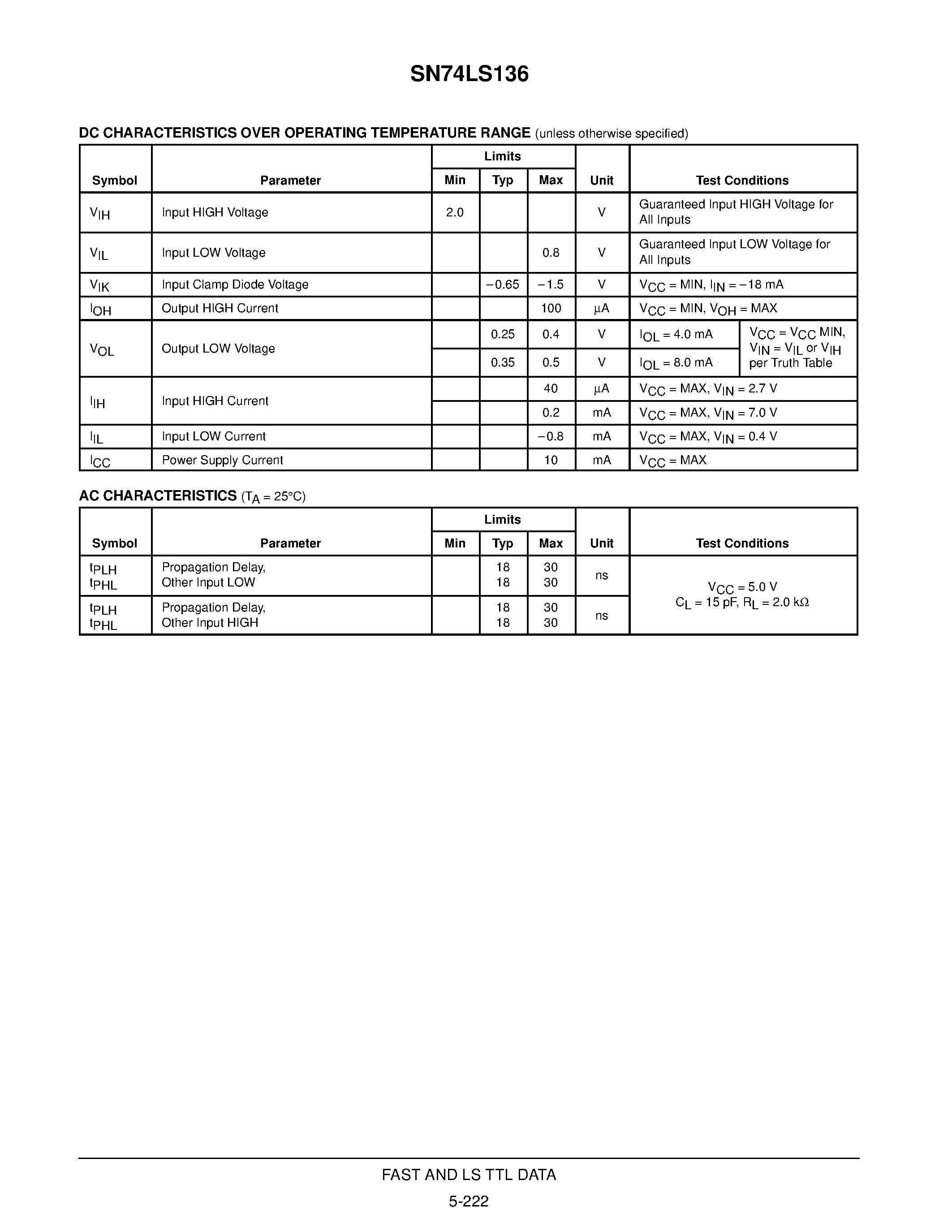 Datasheet SN74LS136D - QUAD 2-INPUT EXCLUSIVE OR GATE page 2
