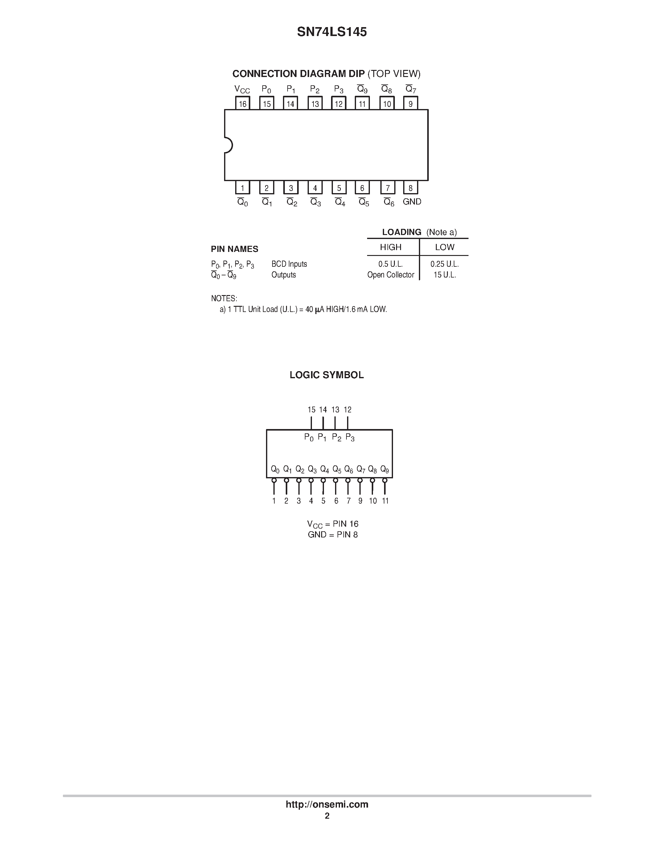 Datasheet SN74LS145D - 1-of-10 Decoder / Drvier Open-Collector page 2