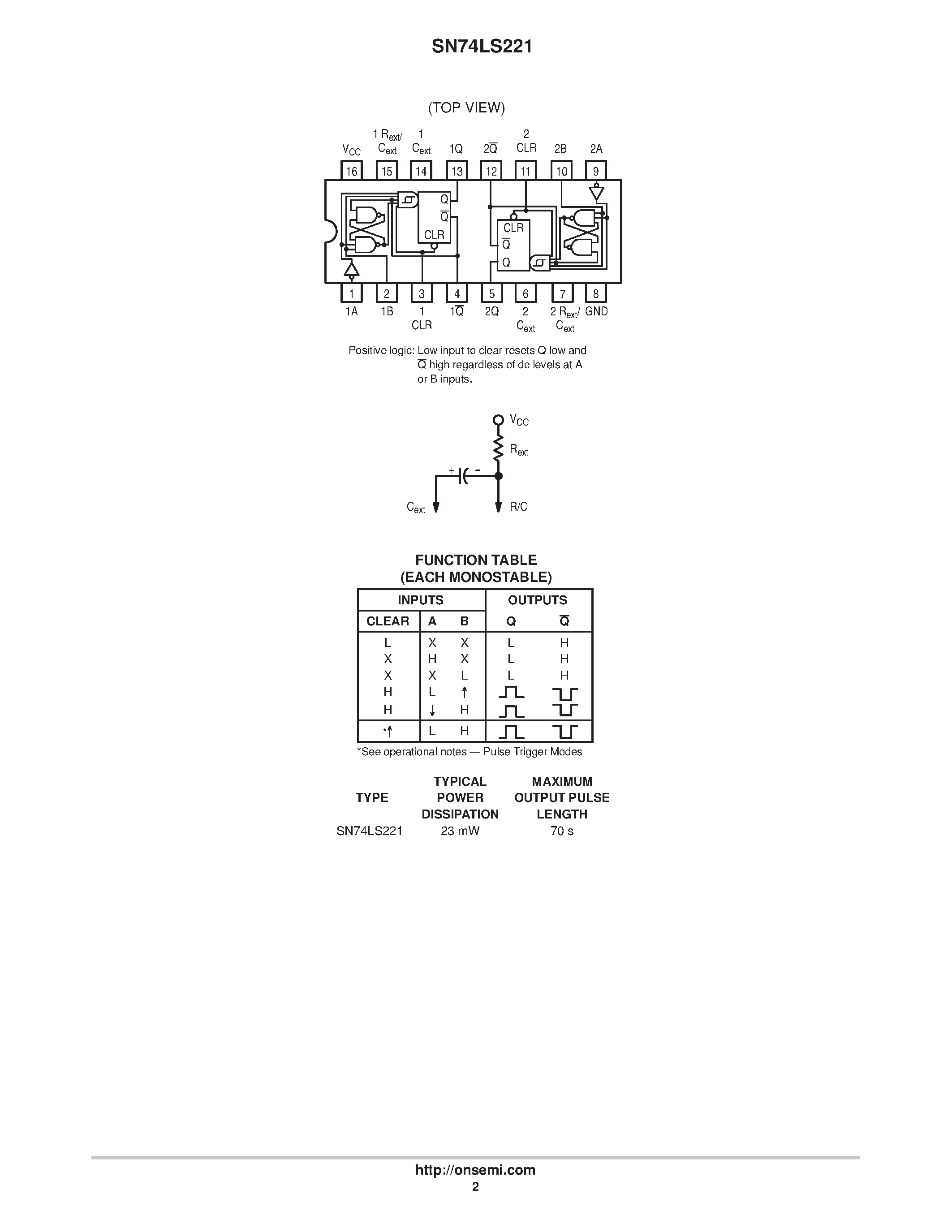 Даташит на микросхему SN74LS221D страница 2 Даташит SN74LS221D - LOW POWER SCHOTTKY страница 2