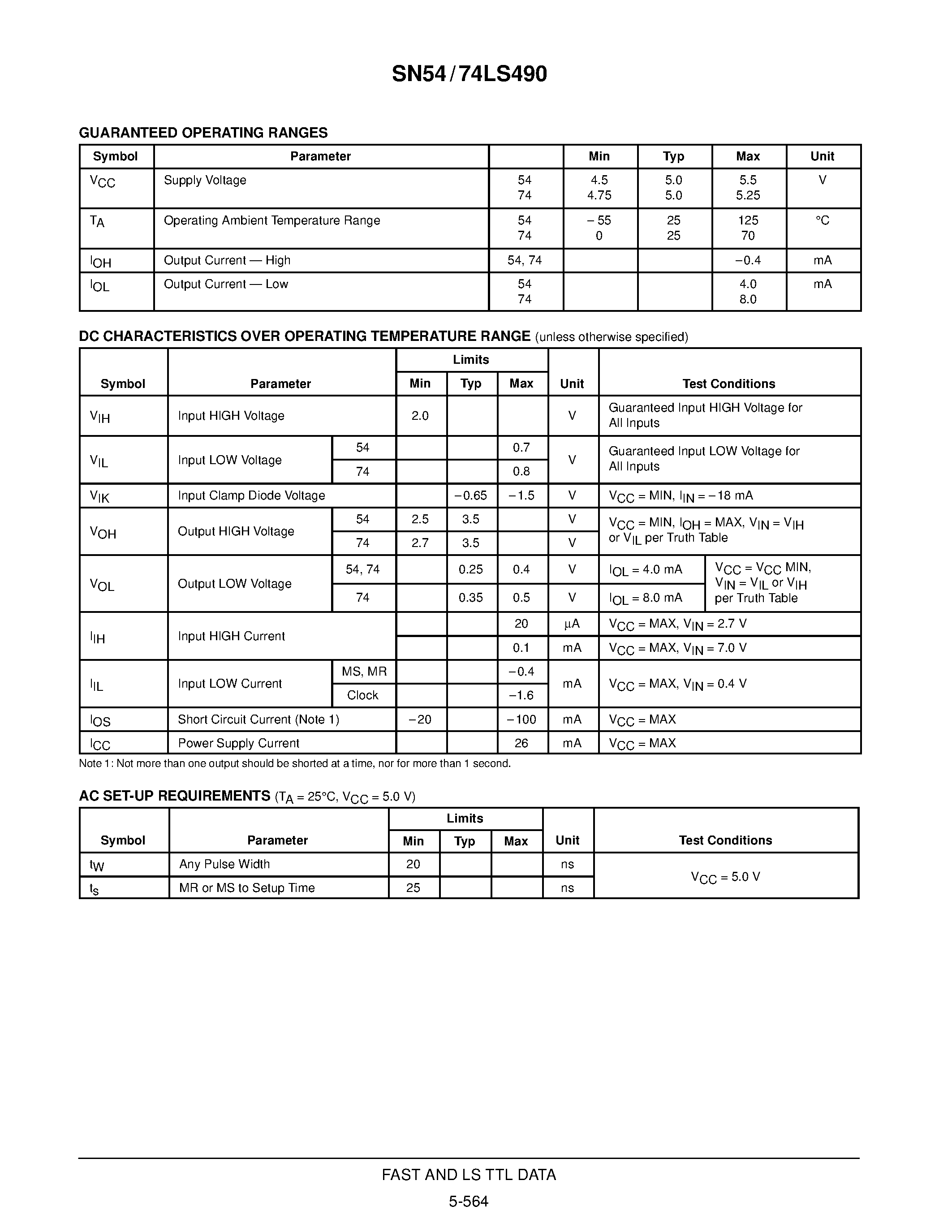 Datasheet SN74LS490D page 2 Datasheet SN74LS490D - DUAL DECADE COUNTER page 2