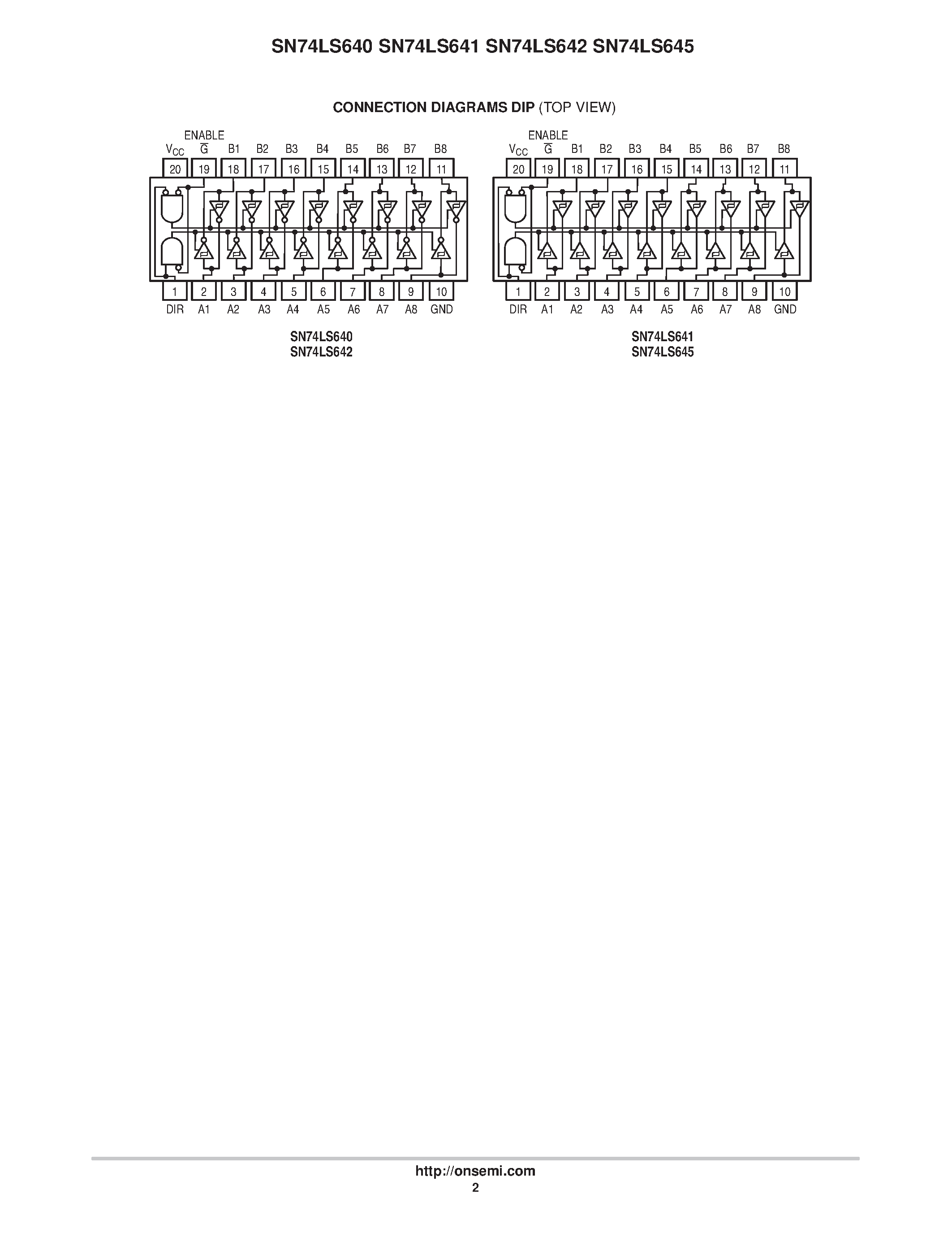 Datasheet SN74LS640N page 2 Datasheet SN74LS640N - LOW POWER SCHOTTKY page 2