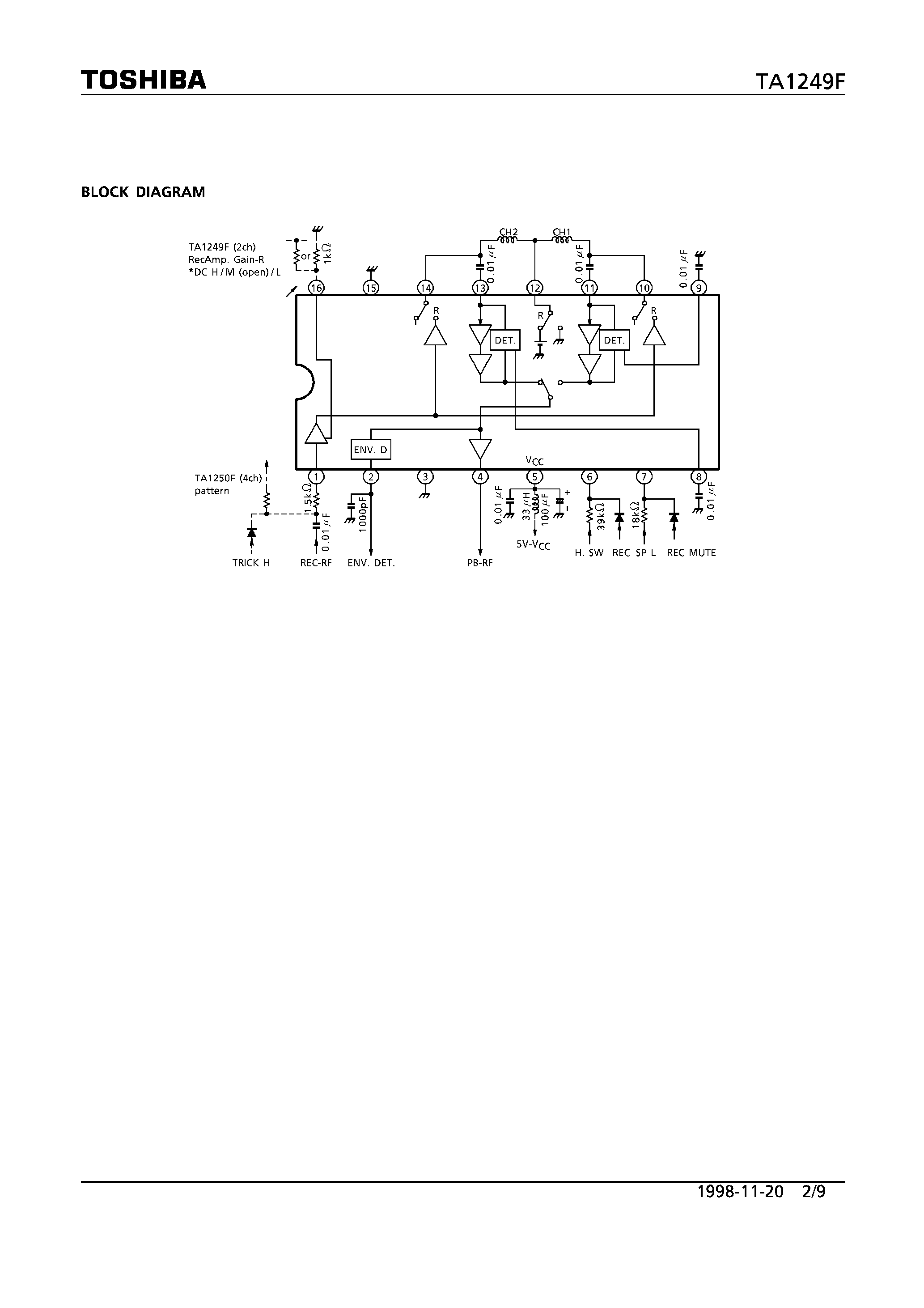 Datasheet TA1249F - 2-CHANNEL RECORDING AMPLIFIER & PRE-AMPLIFIER FOR VCR page 2