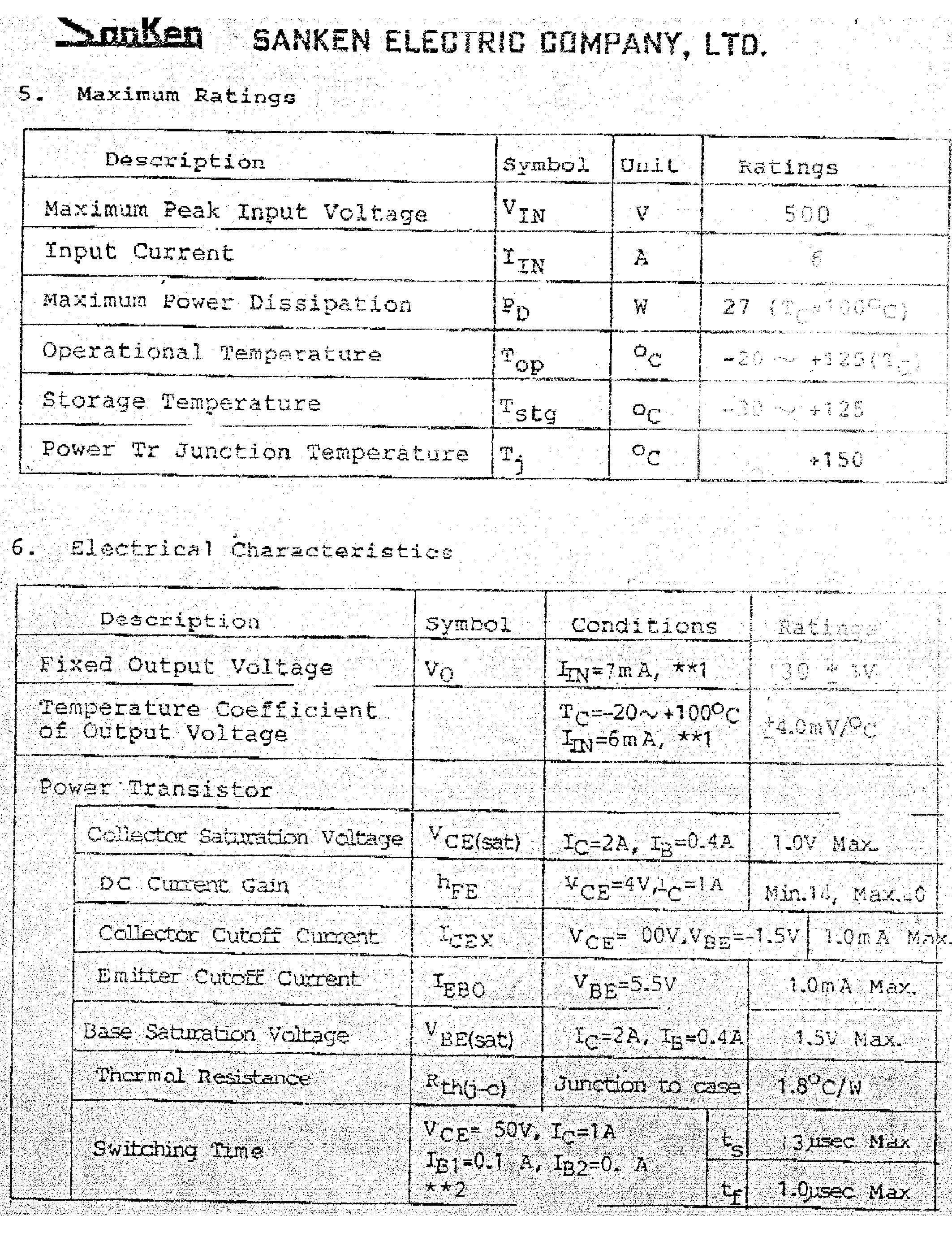 Datasheet STR50330 page 2 Datasheet STR50330 - Hybrid IC Voltage Regulator(NPN Triple Diffused / SMPS for Color TV) page 2