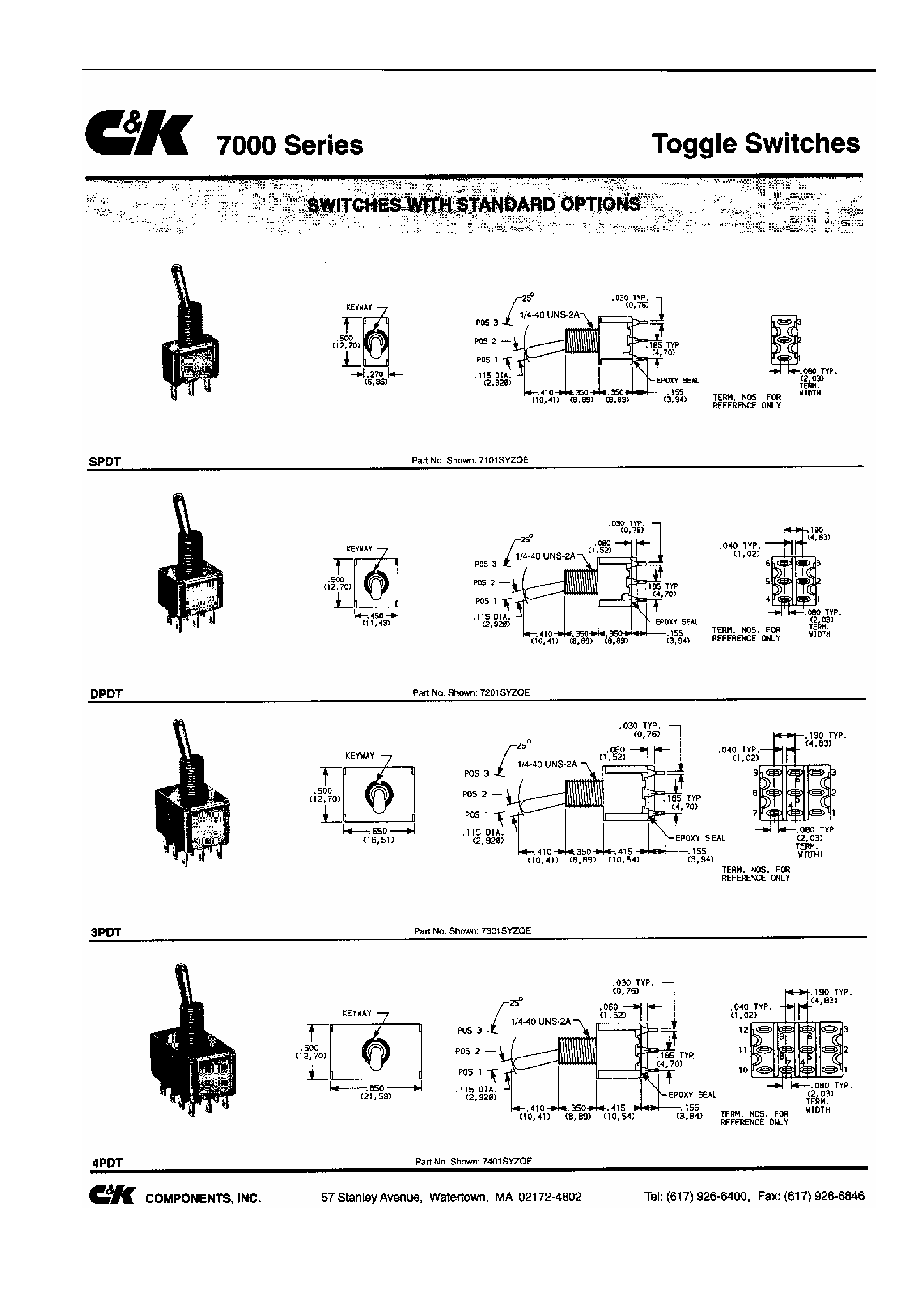 Datasheet 7107 page 1 Datasheet 7107 - Toggle Switches page 1