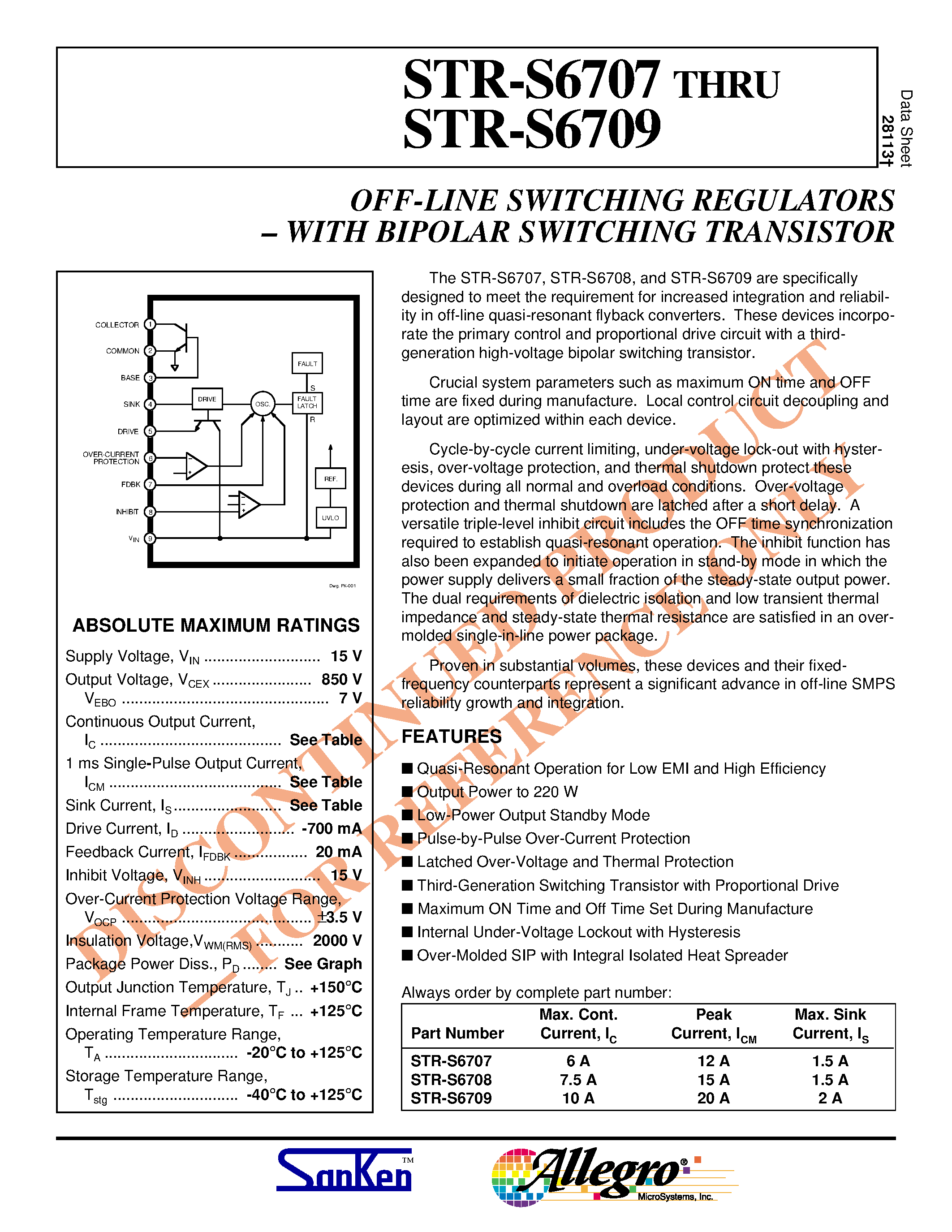 Даташит на микросхему STRS6708 страница 1 Даташит STRS6708 - OFF-LINE SWITCHING REGULATORS - WITH BIPOLAR SWITCHING TRANSISTOR страница 1