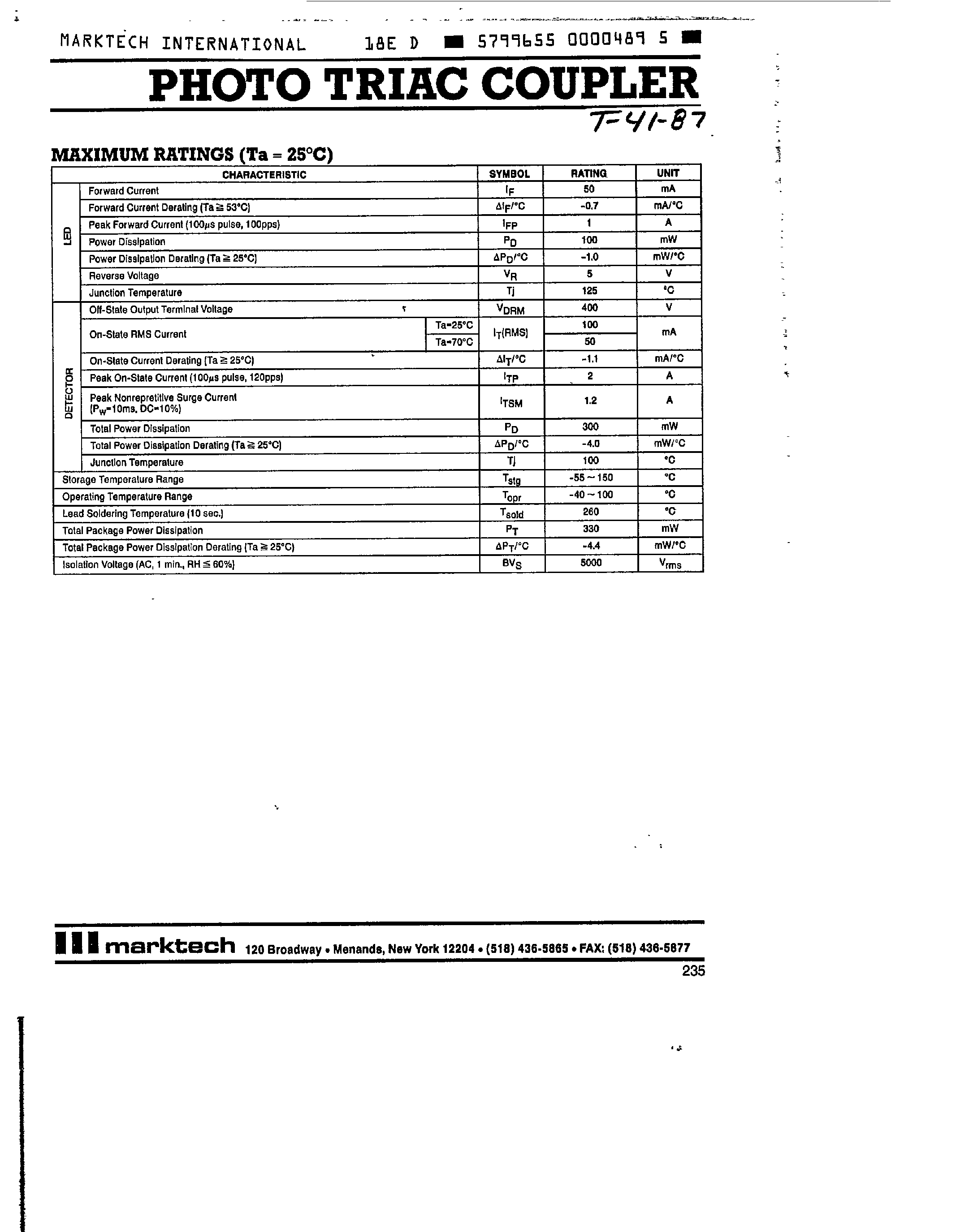 Datasheet MT30210 page 2 Datasheet MT30210 - Photo triac coupler page 2