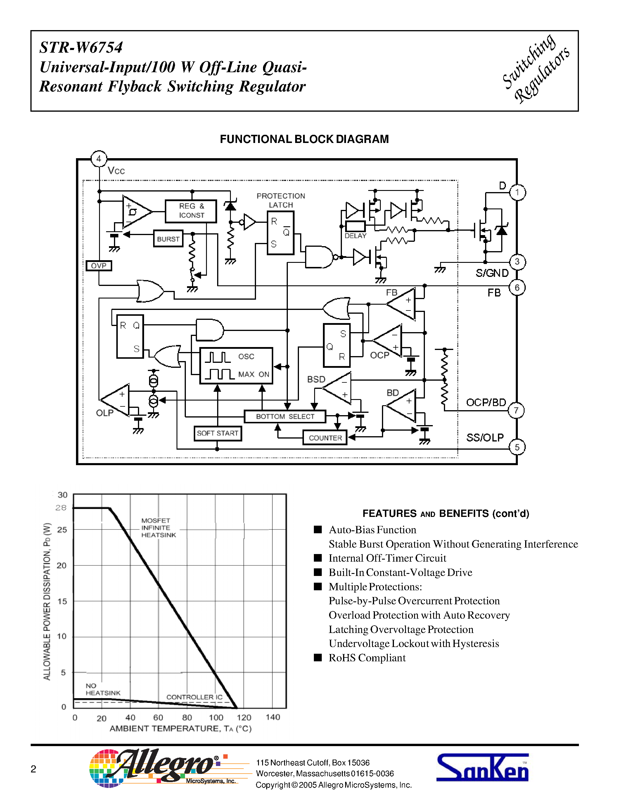 Даташит на микросхему STR-W6754 страница 2 Даташит STR-W6754 - Universal Input/100W Off-Line Quasi Resonant Flyback Switching Regulator страница 2