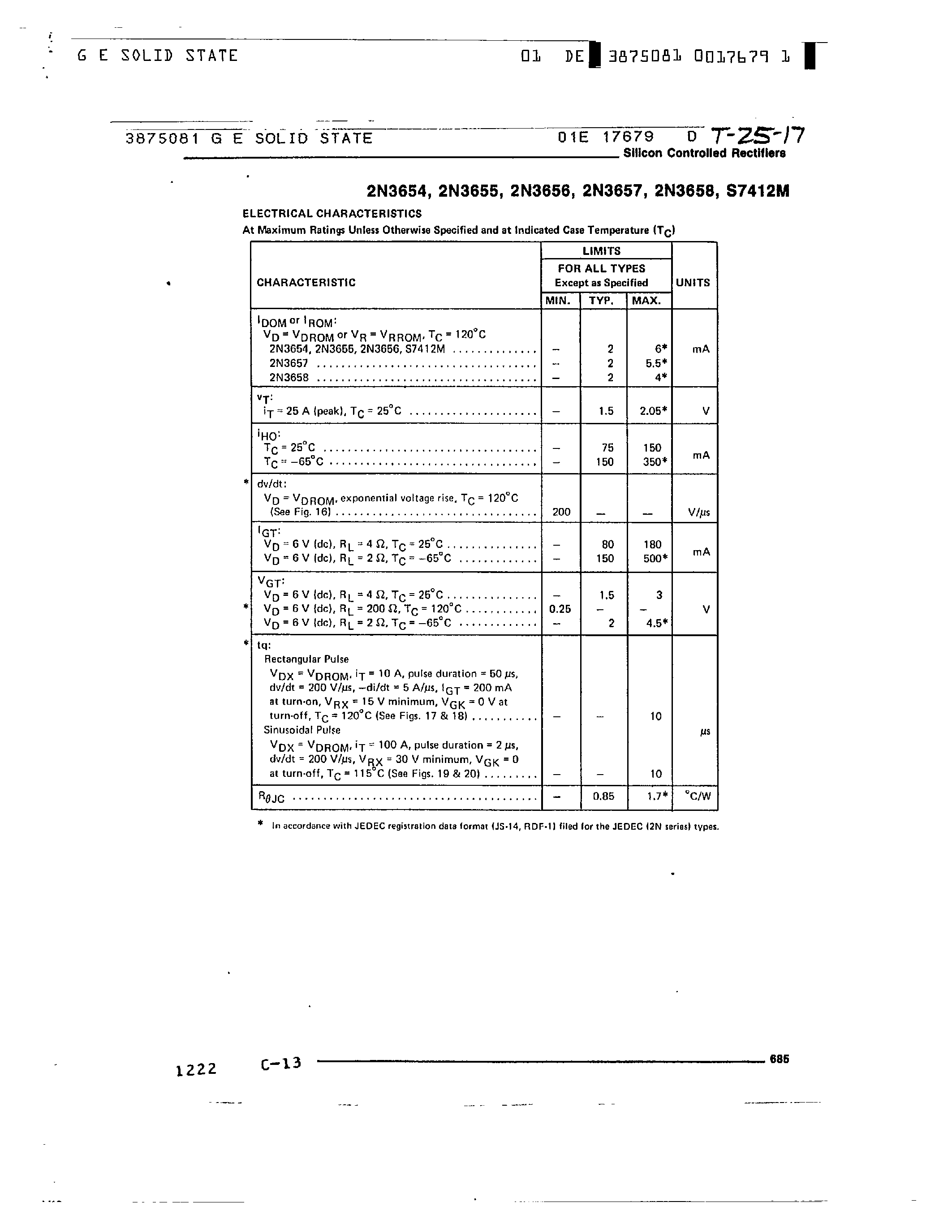 Даташит на микросхему 2N3656 страница 2 Даташит 2N3656 - 35-A SILICON CONTROLLED RECTIFIERS страница 2
