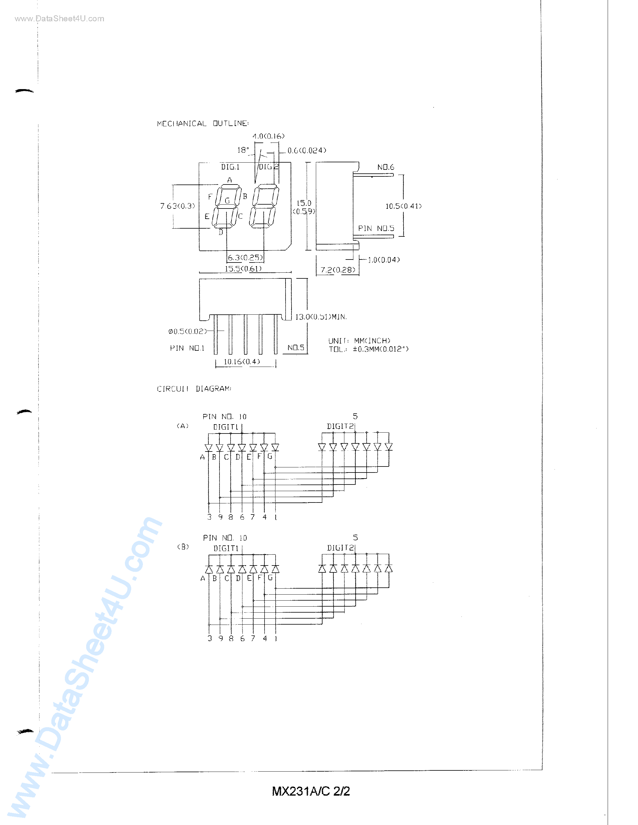 Datasheet MS213A - 0.3 DUAL DIGIT NUMERIC DISPLAYS page 2