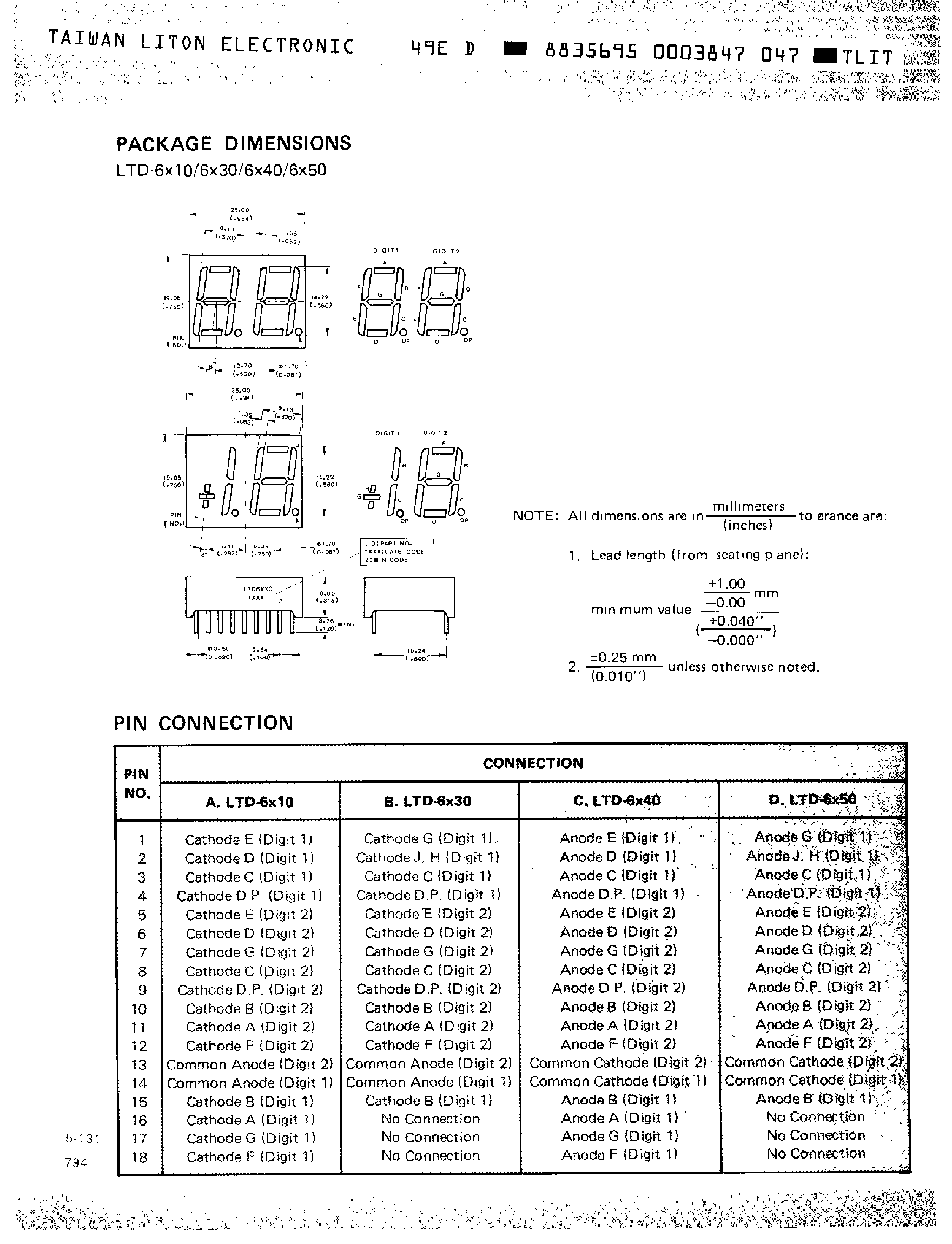 Datasheet LTD6910HR - 0.56 Numeric Displays page 2
