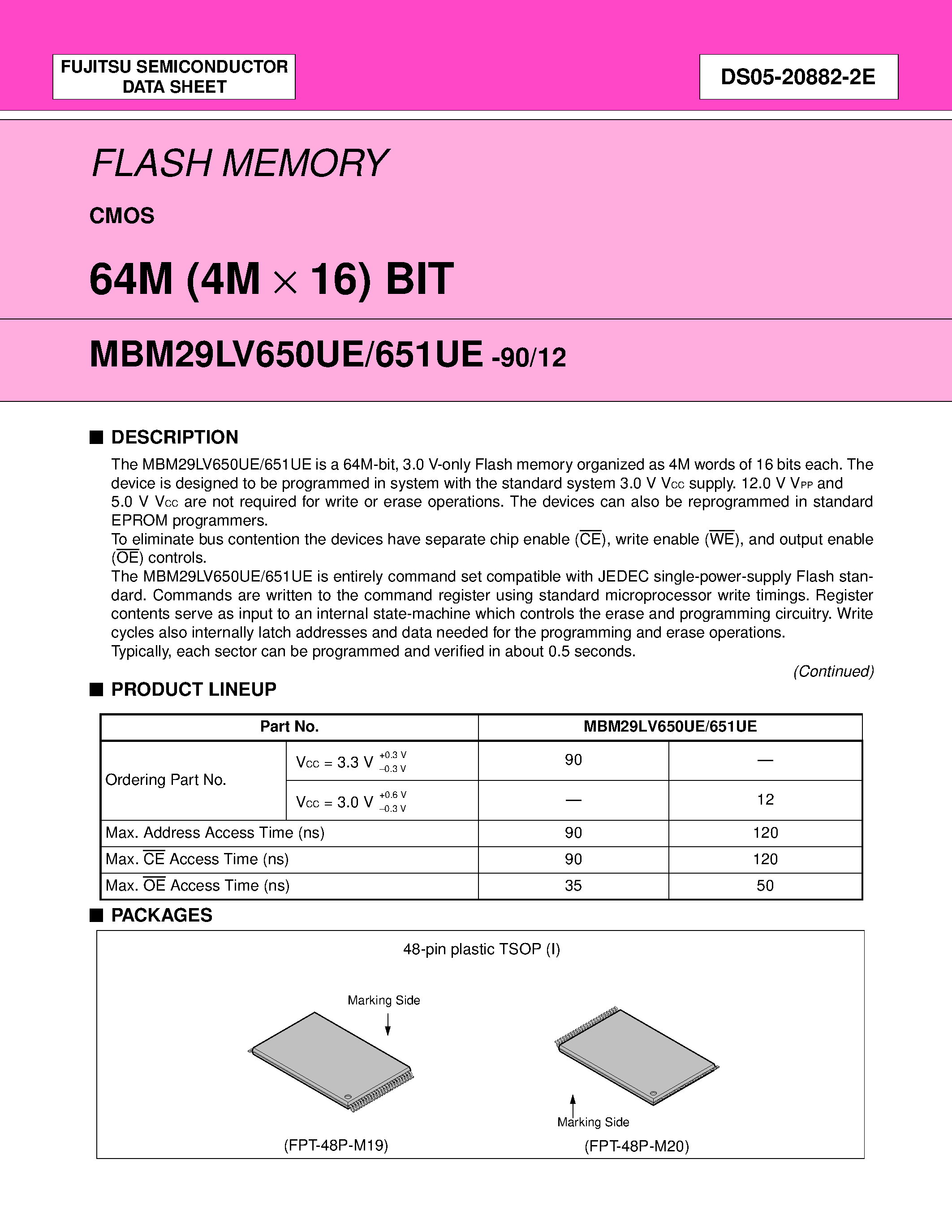 Datasheet 29LV650 - 64M (4M x 16) BIT page 1