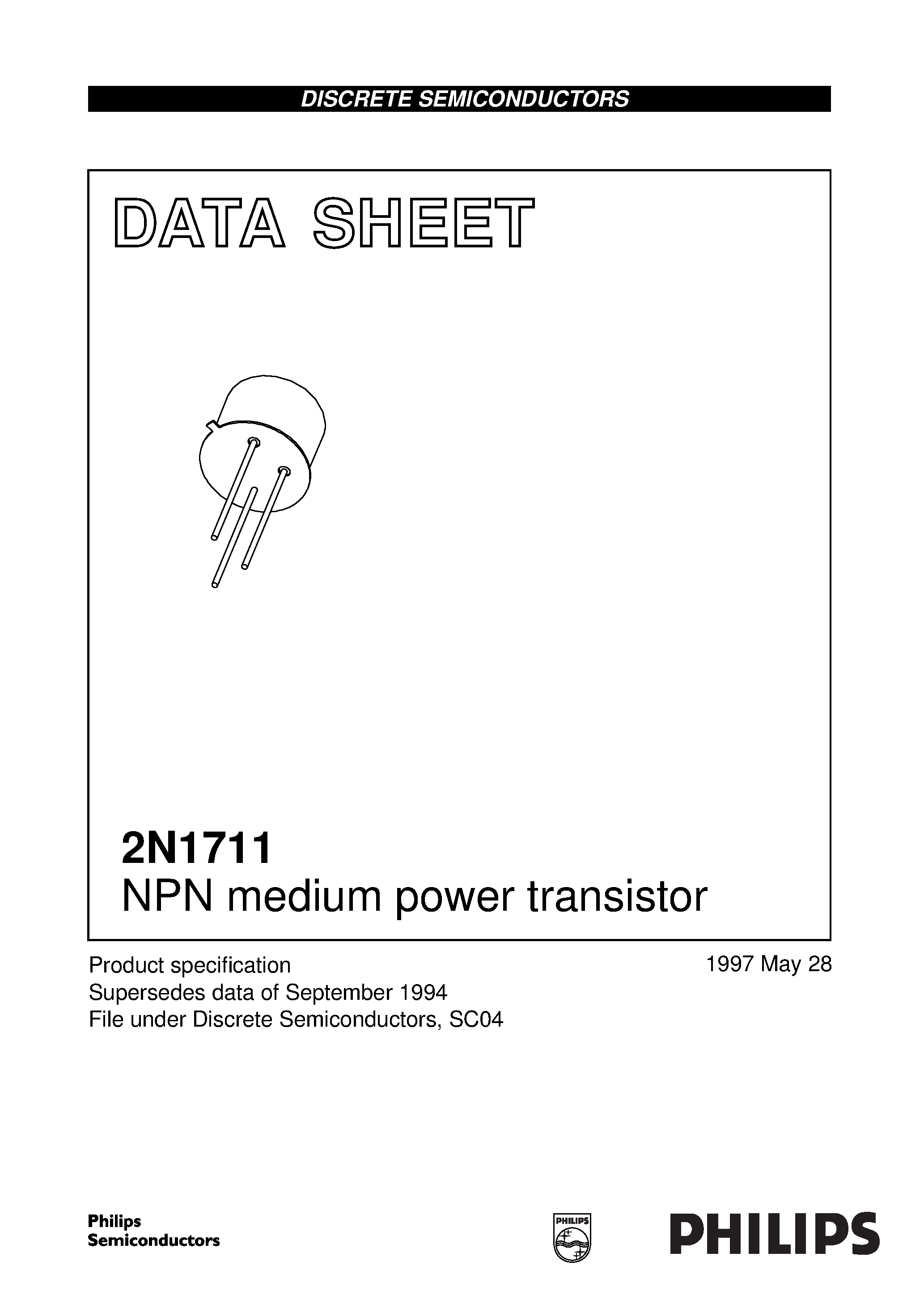 Даташит на микросхему 2N1711 страница 1 Даташит 2N1711 - NPN medium power transistor страница 1