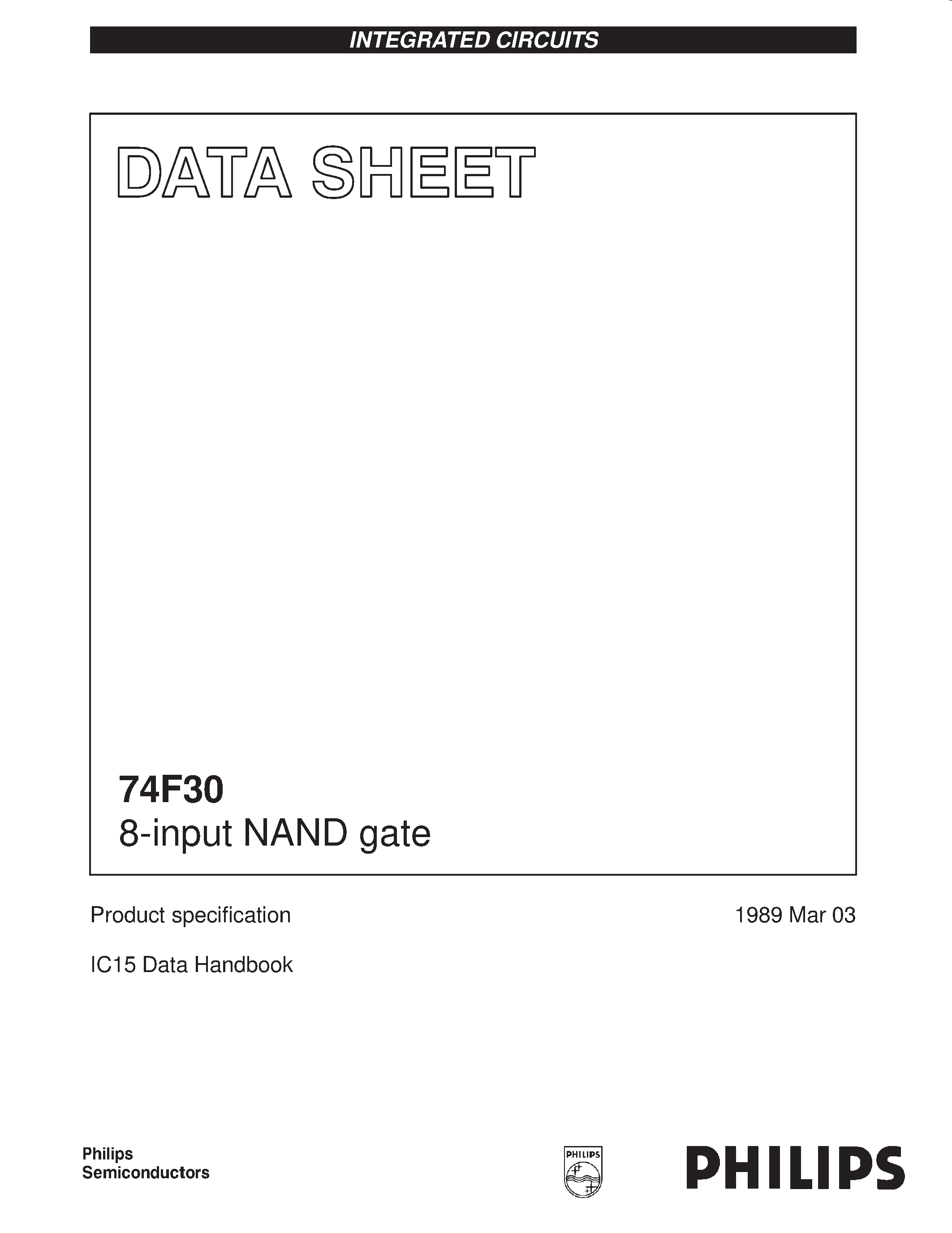 Datasheet 74F30 - 8-input NAND gate page 1