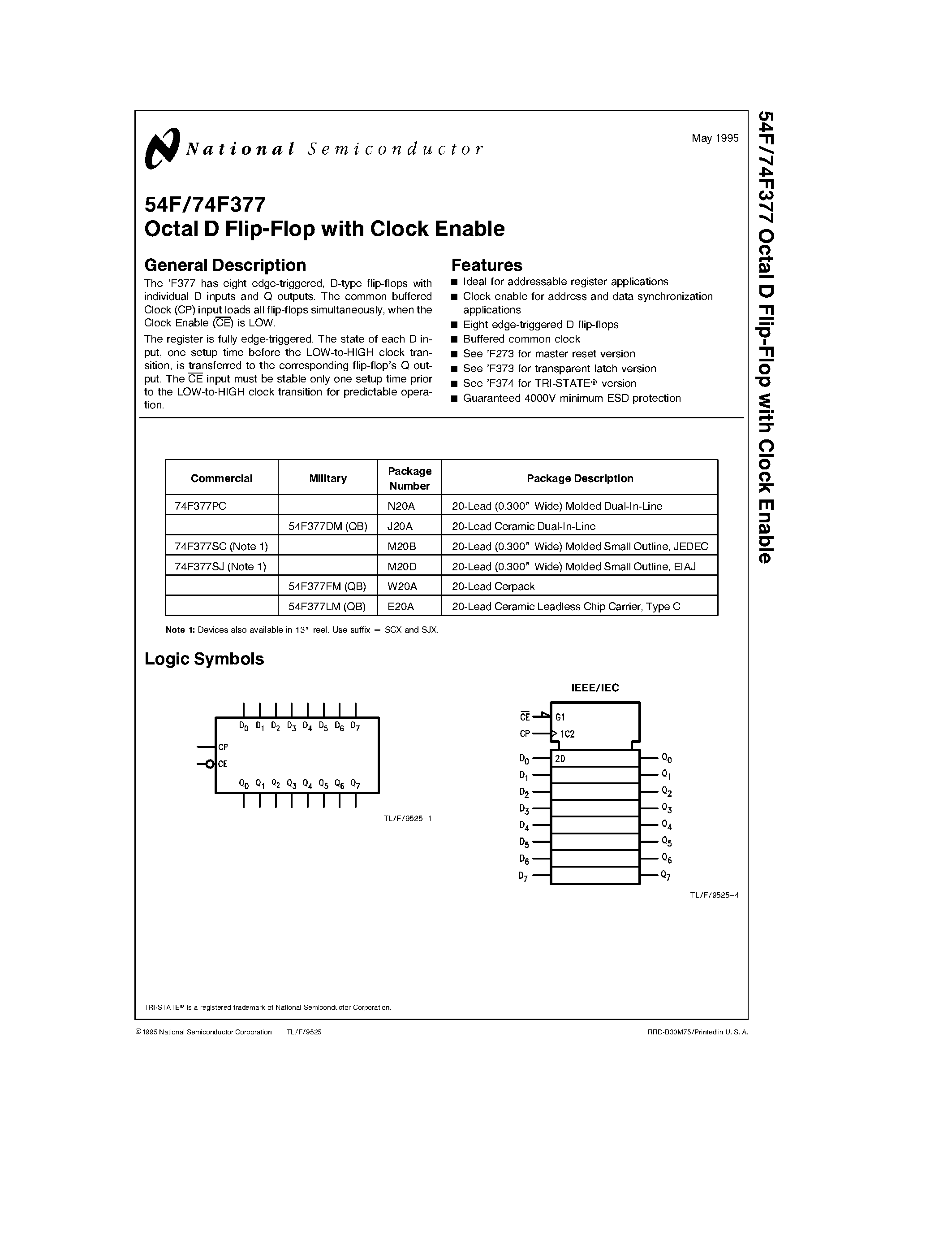 Datasheet 74F377SJ - Octal D Flip-Flop with Clock Enable page 1