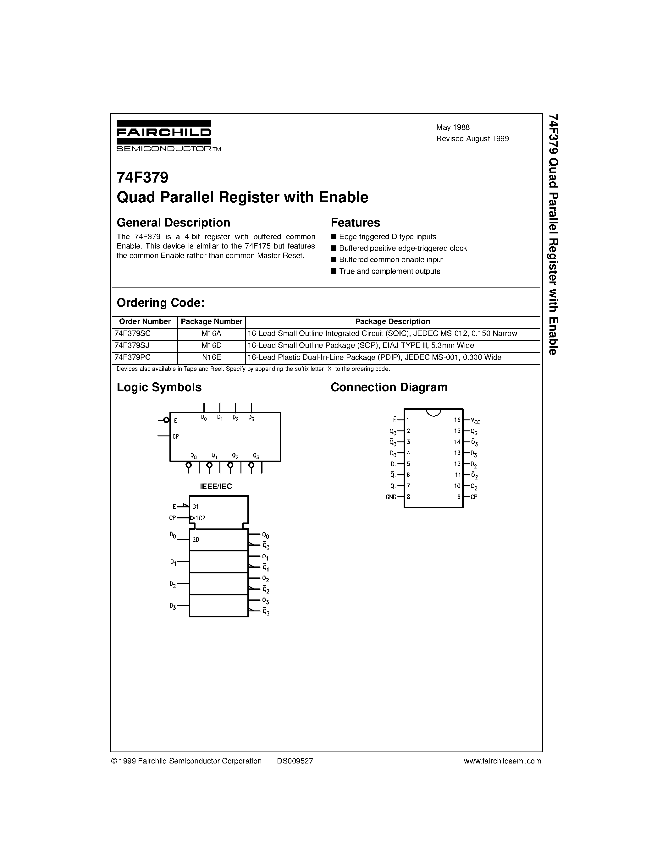 Datasheet 74F379 - Quad Parallel Register with Enable page 1