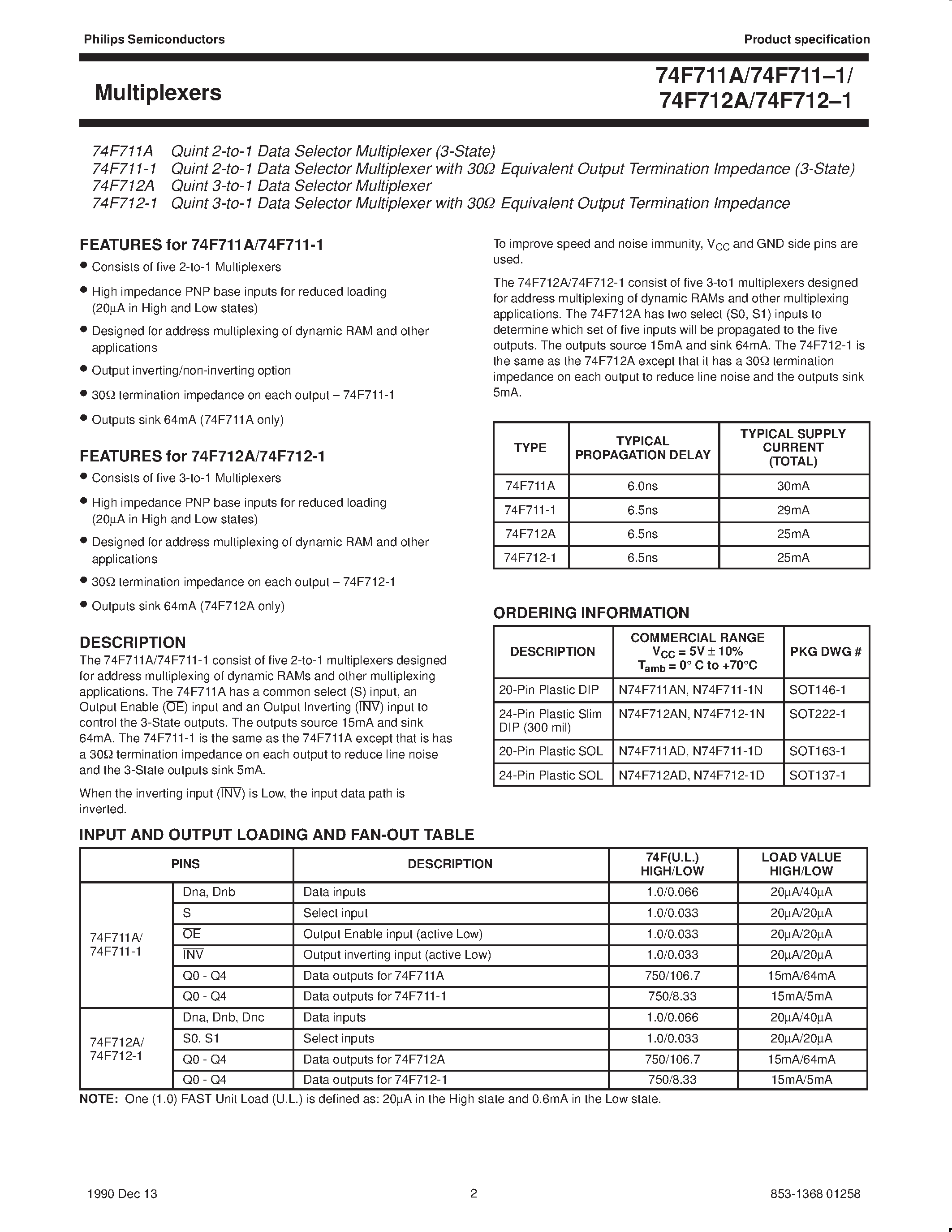 Datasheet 74F712-1 - Multiplexers page 2