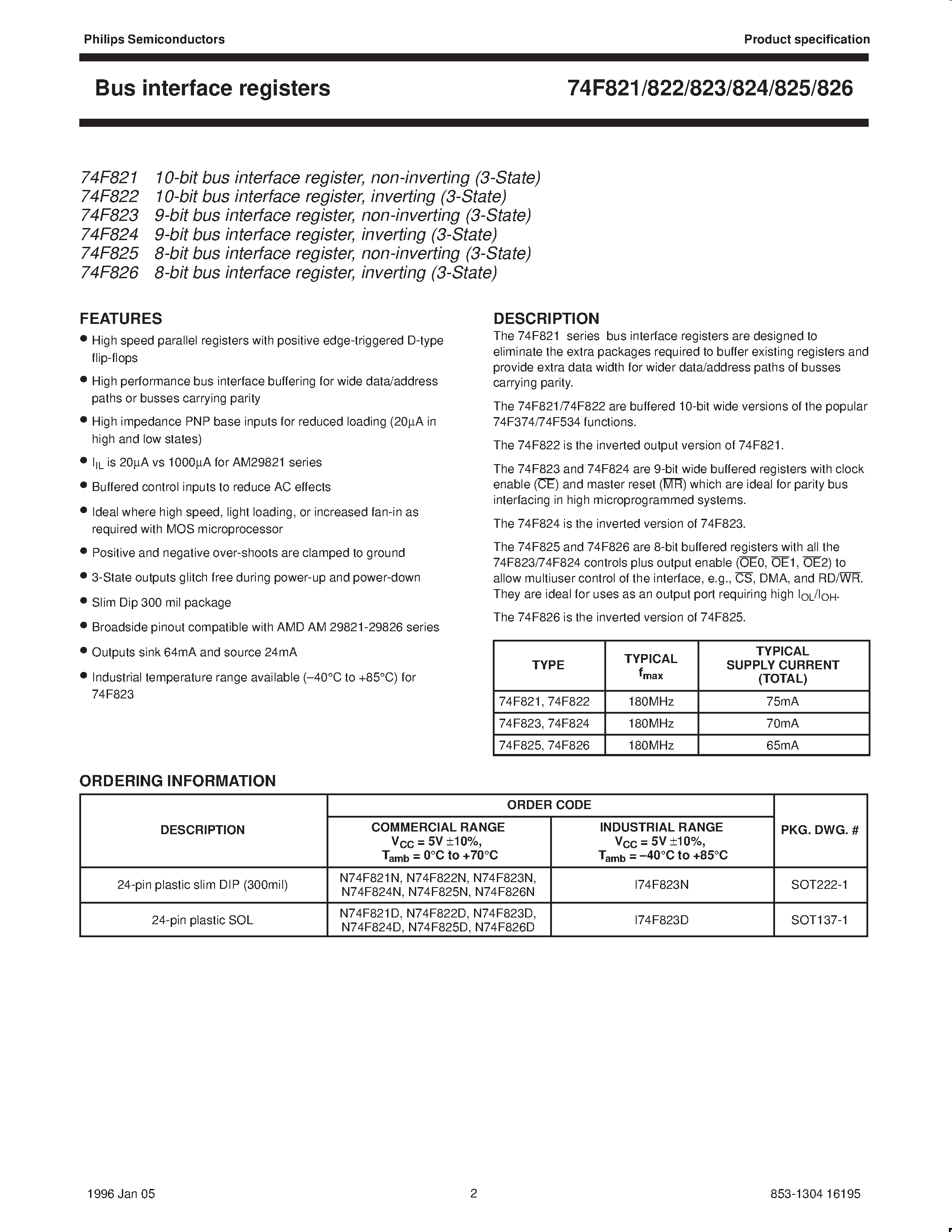 Datasheet 74F823 - Bus interface registers page 2