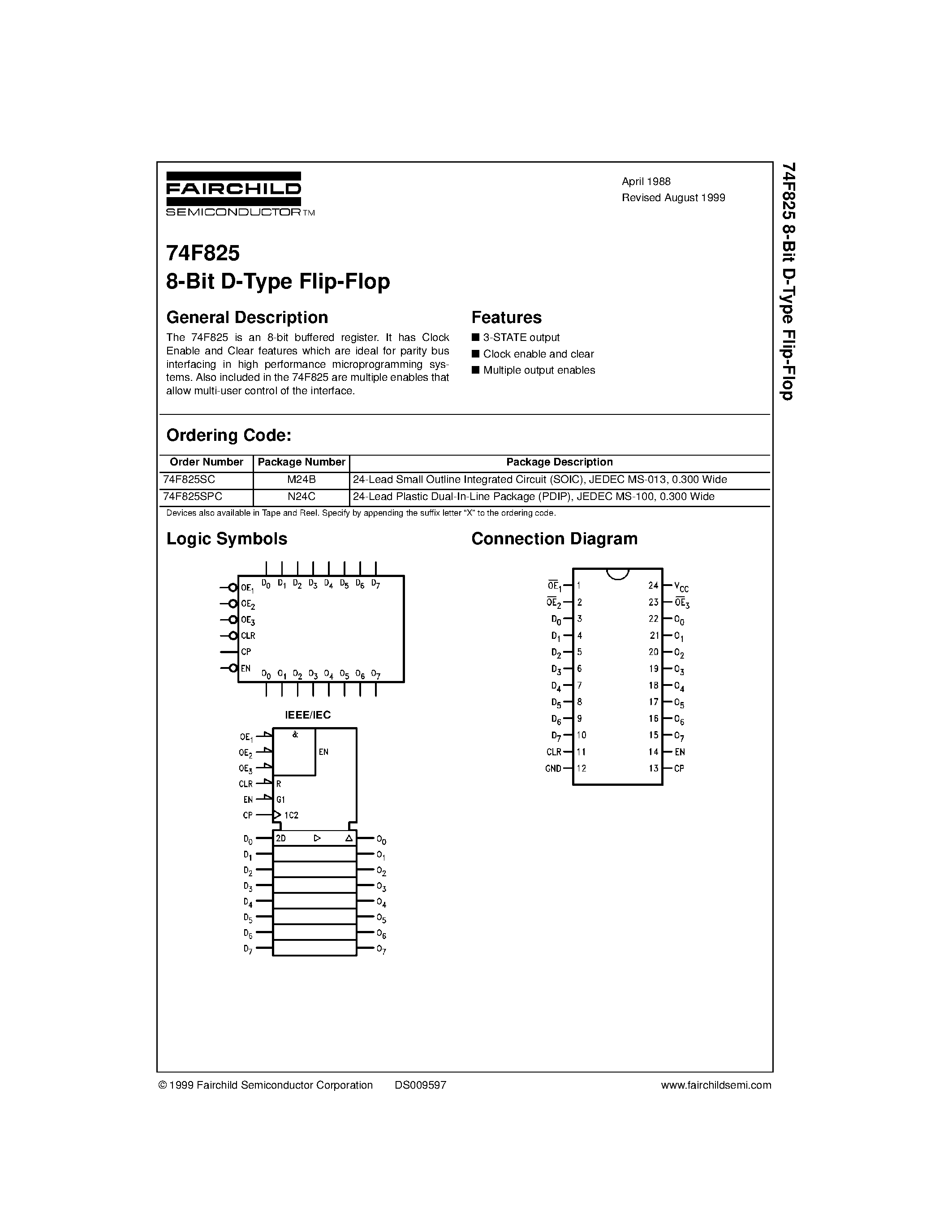 Datasheet 74F825SPC - 8-Bit D-Type Flip-Flop page 1