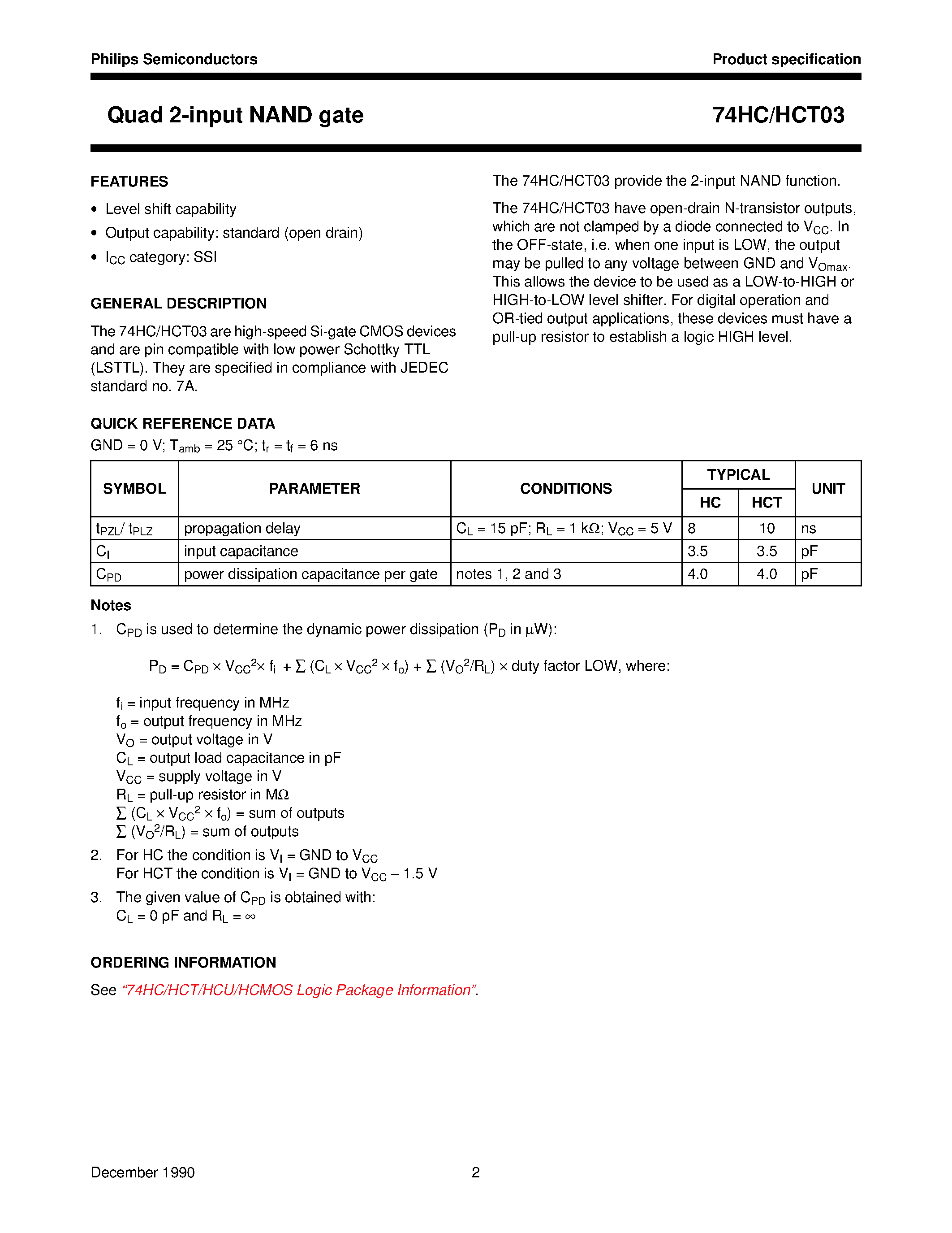 Даташит 74HC03 - Quad 2-input NAND gate страница 2