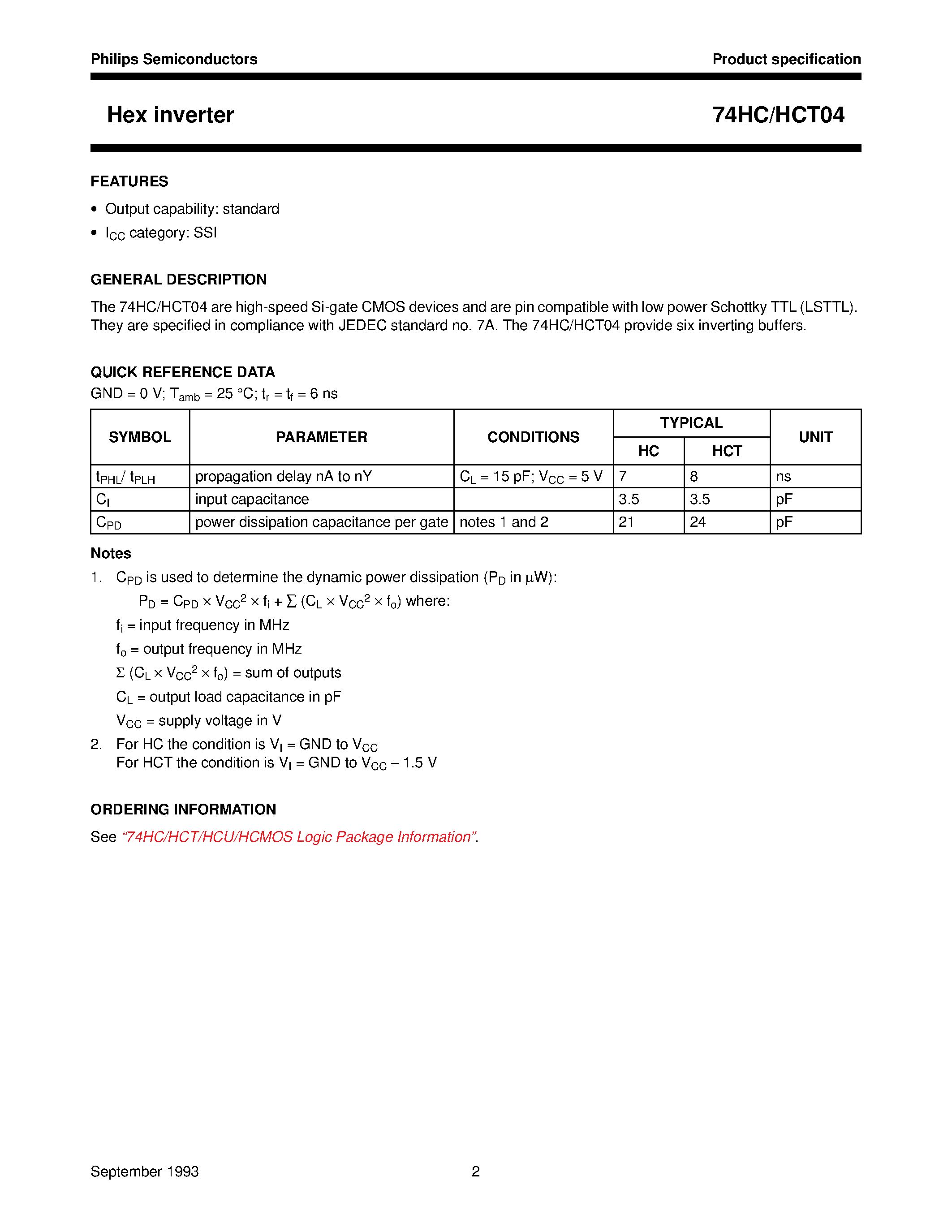 Datasheet 74HC04 - Hex inverter page 2