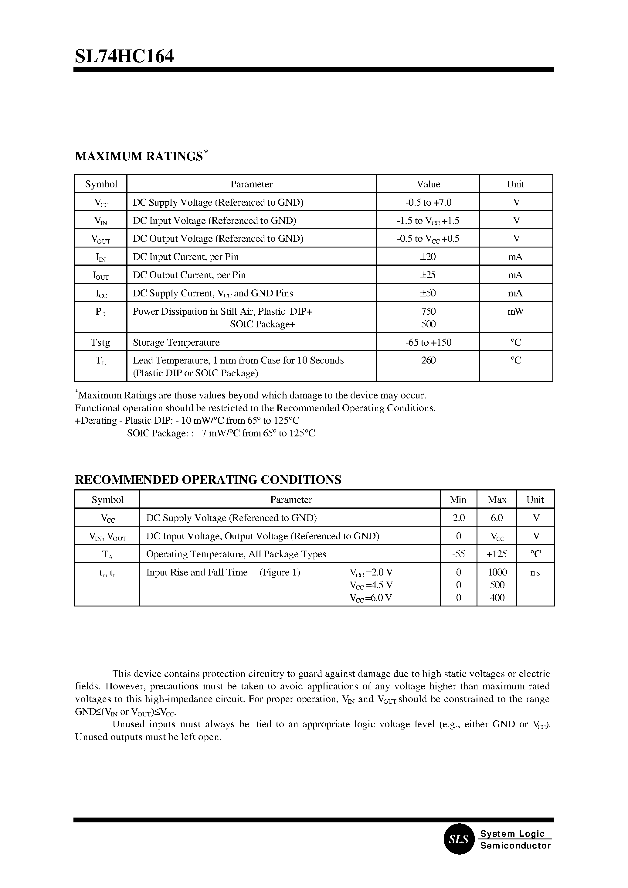 Datasheet 74HC164 page 2 Datasheet 74HC164 - 8-Bit Serial-Input/Parallel-Output8-Bit Serial-Input/Parallel-Output Shift Register page 2