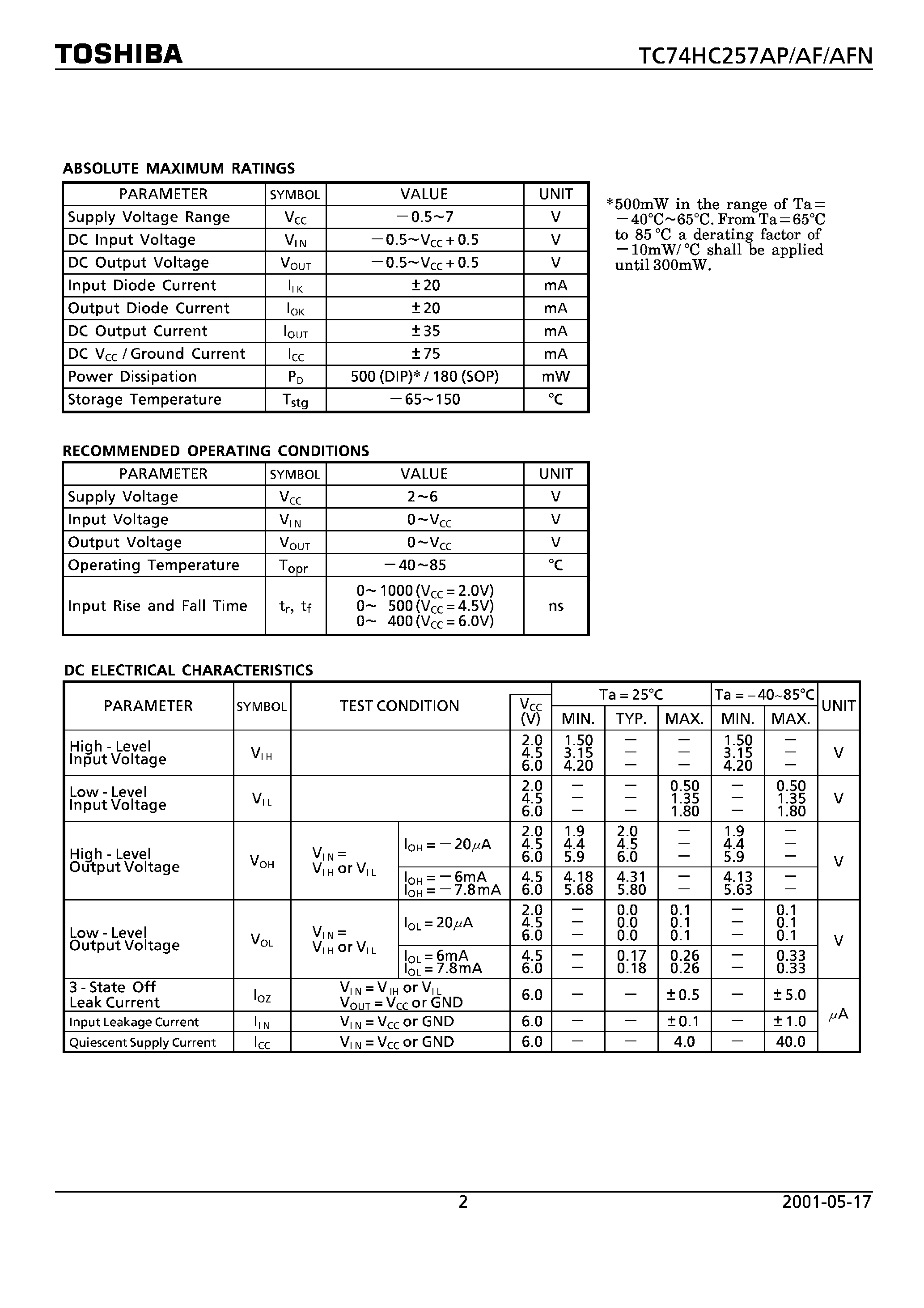 Даташит 74HC257 - QUAD 2-CHANEL MULTIPLEXER (3-STATE) страница 2