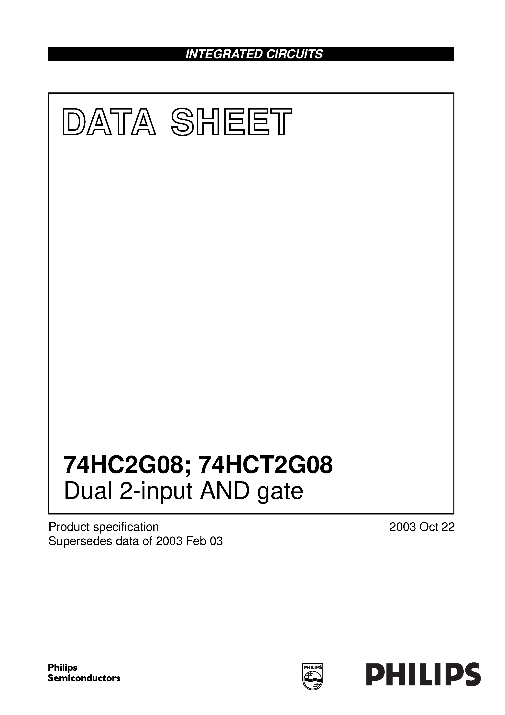 Даташит на микросхему 74HC2G08 страница 1 Даташит 74HC2G08 - Dual 2-input AND gate страница 1
