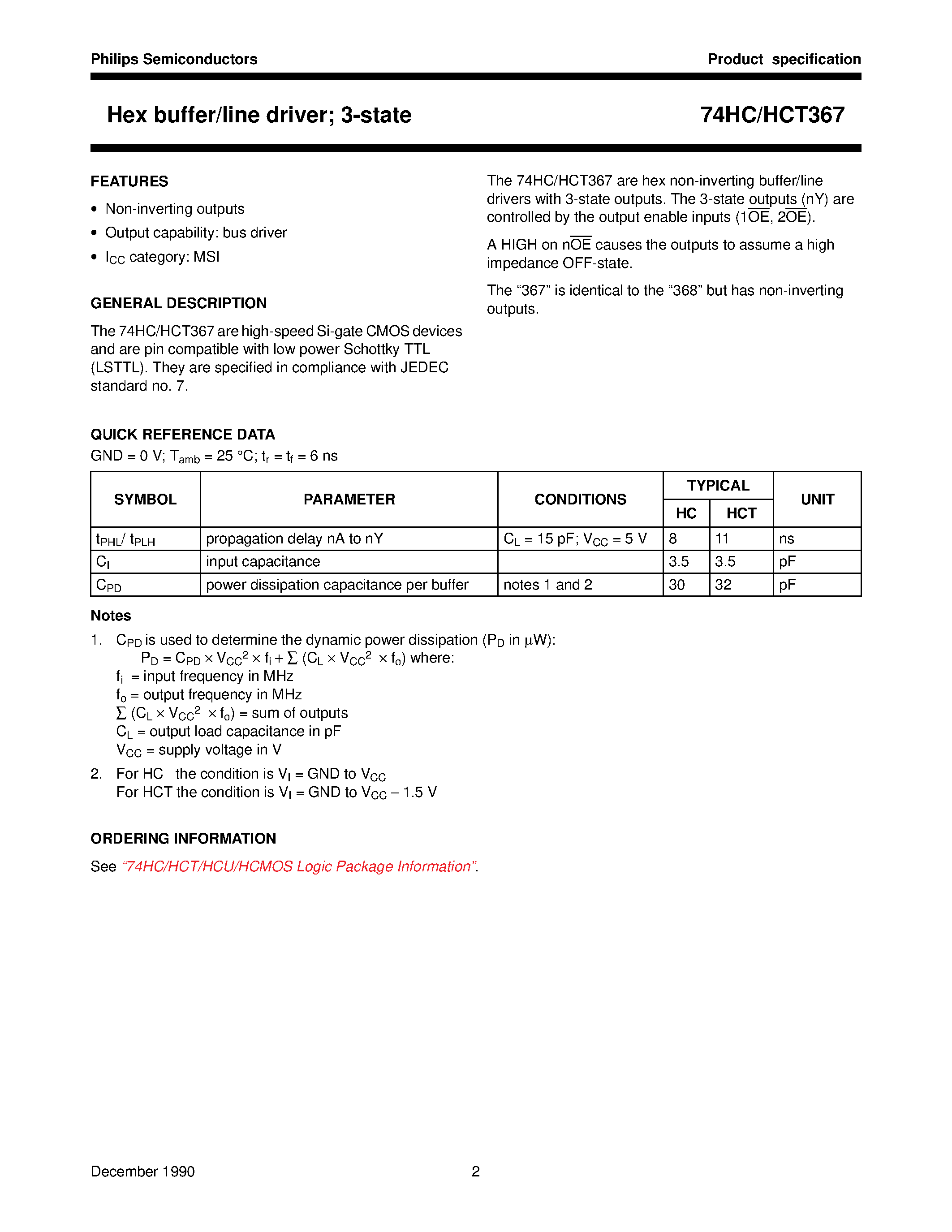 Даташит 74HC367 - Hex buffer/line driver 3-state страница 2