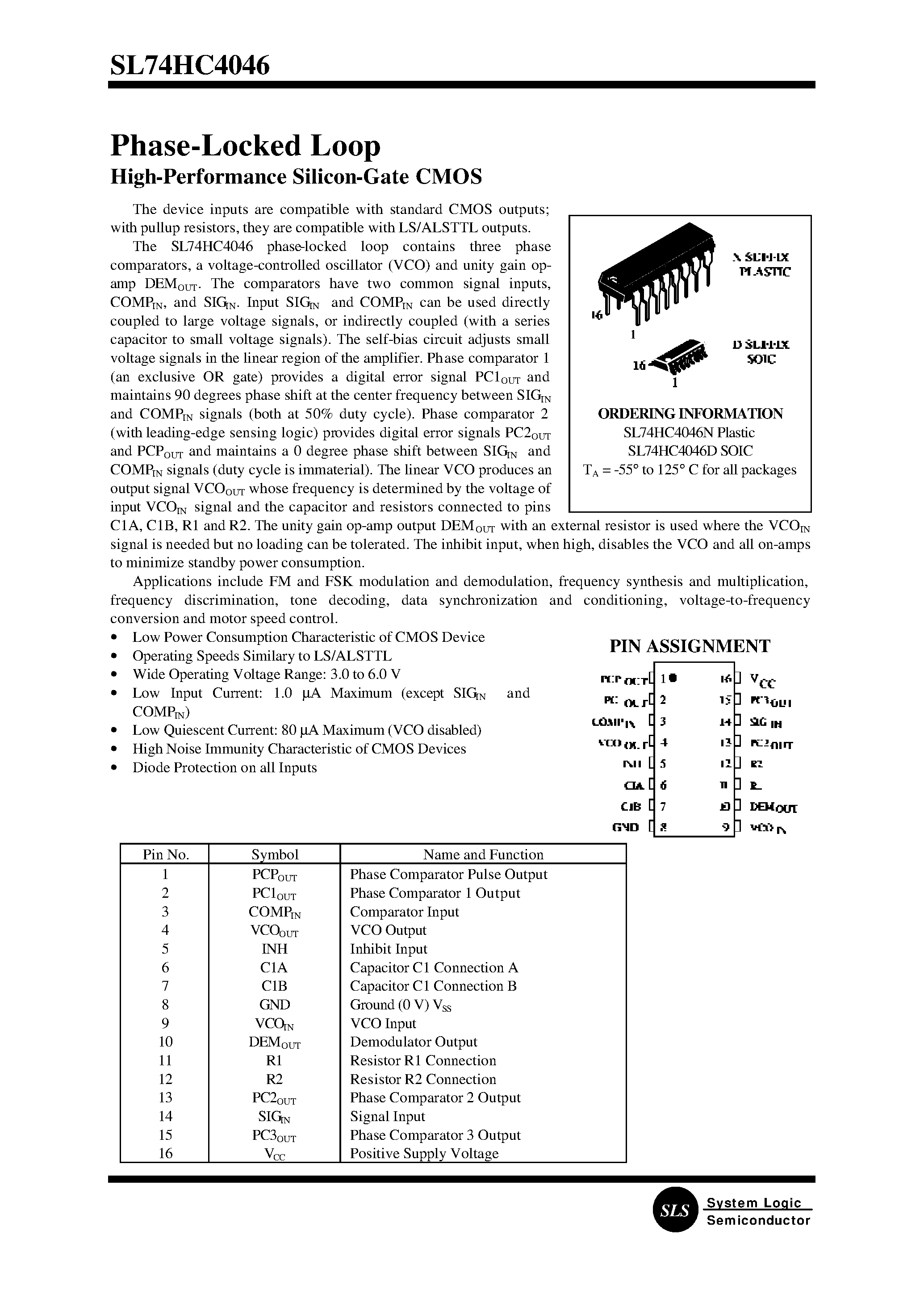 Даташит на микросхему 74HC4046 страница 1 Даташит 74HC4046 - Phase-Locked Loop страница 1