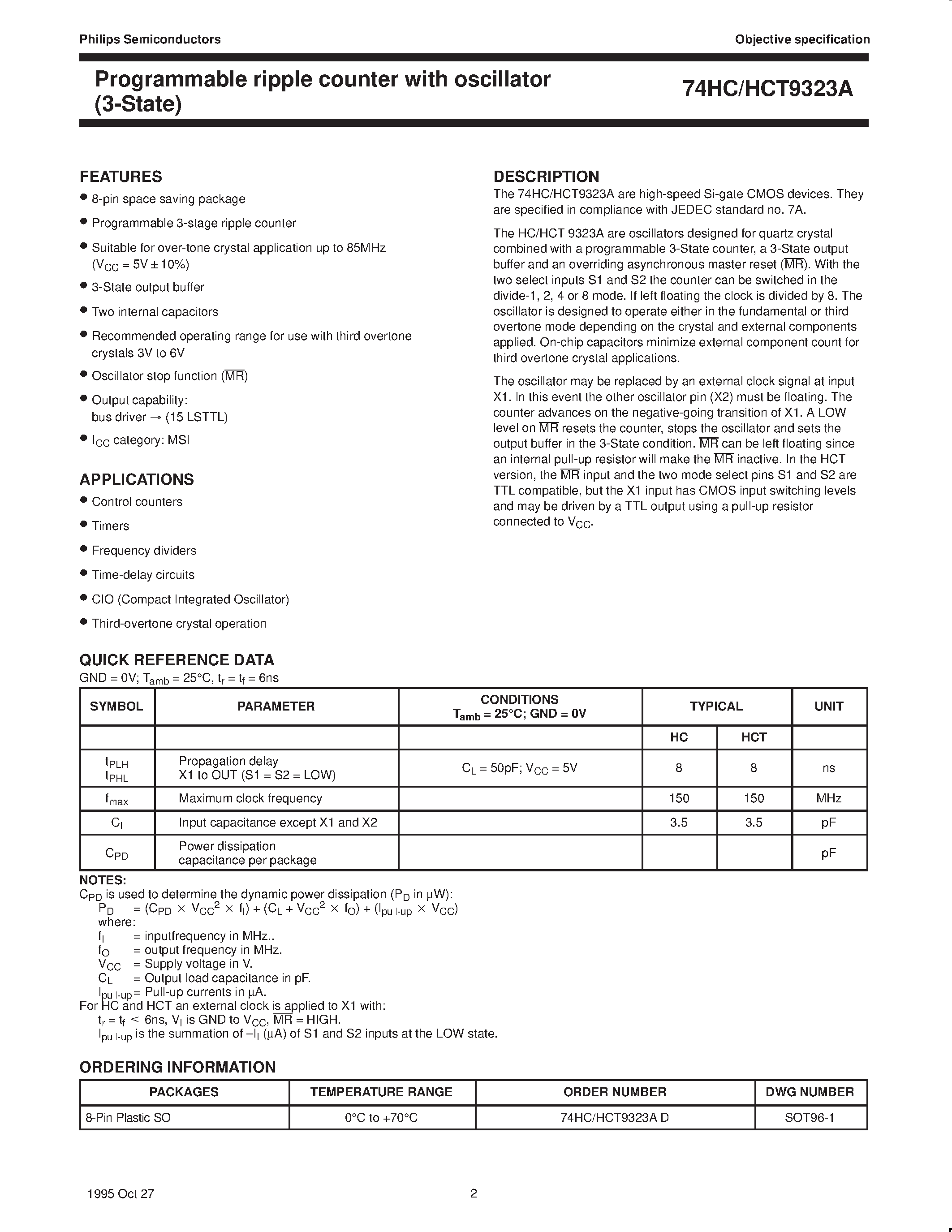 Даташит 74HC9323A - Programmable ripple counter with oscillator 3-State страница 2
