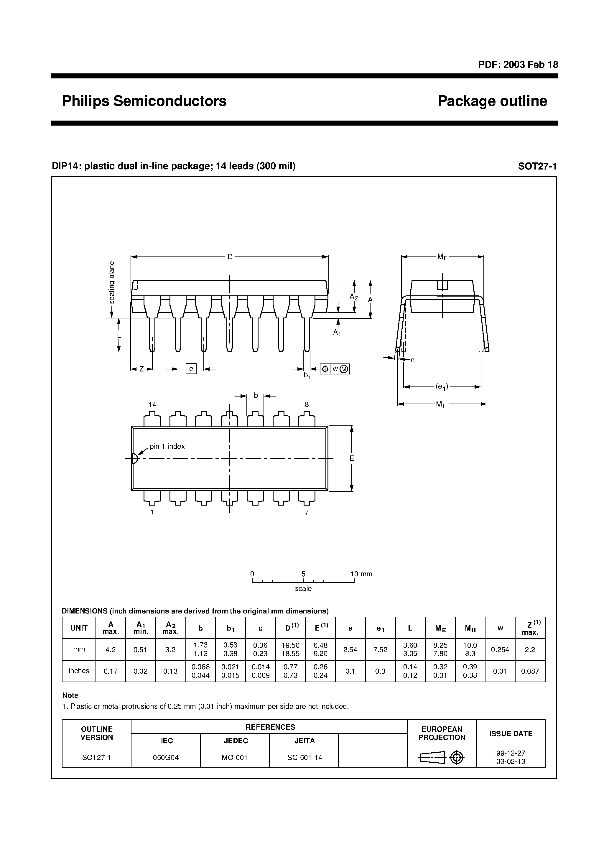 Datasheet SOT27-1 - Package outline page 1