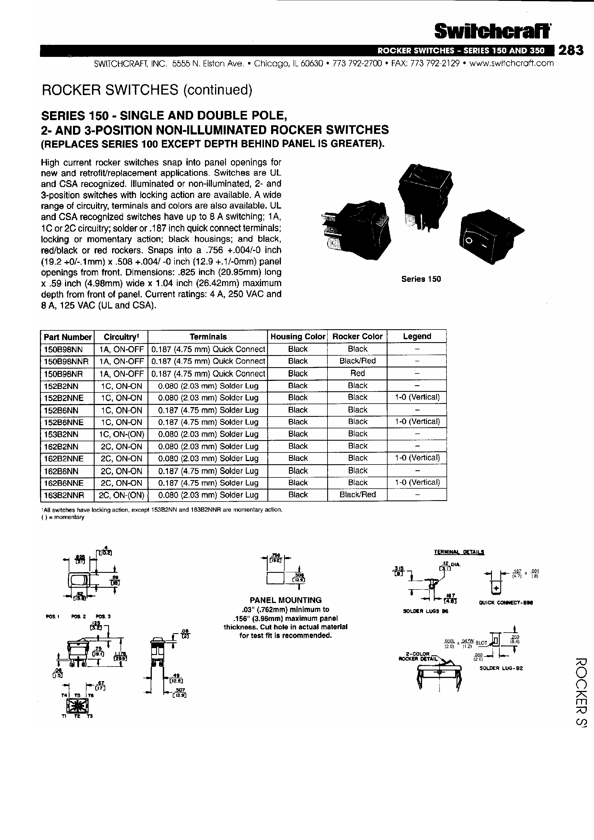 Даташит на микросхему 162B2NN страница 1 Даташит 162B2NN - Rocker Switches страница 1