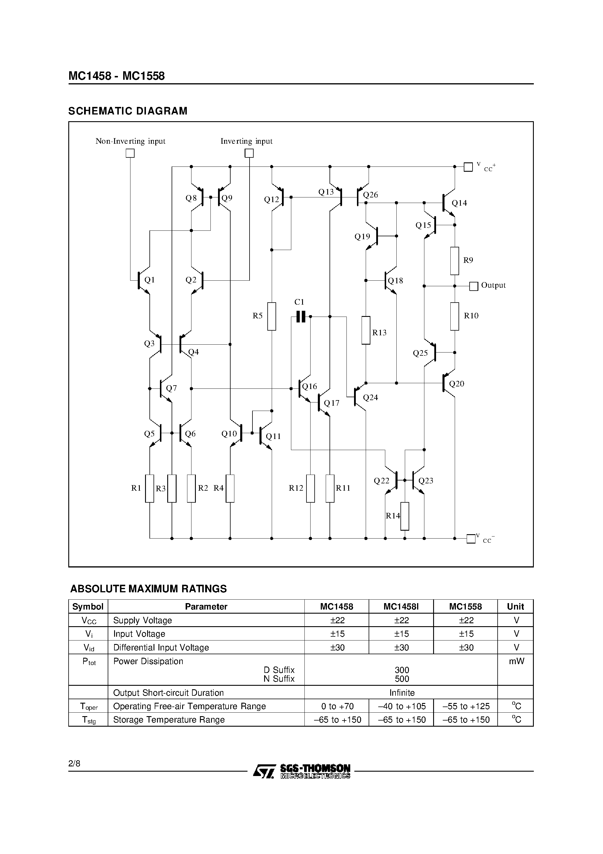 Даташит на микросхему MC1558 страница 2 Даташит MC1558 - DUAL OPERATIONAL AMPLIFIERS страница 2