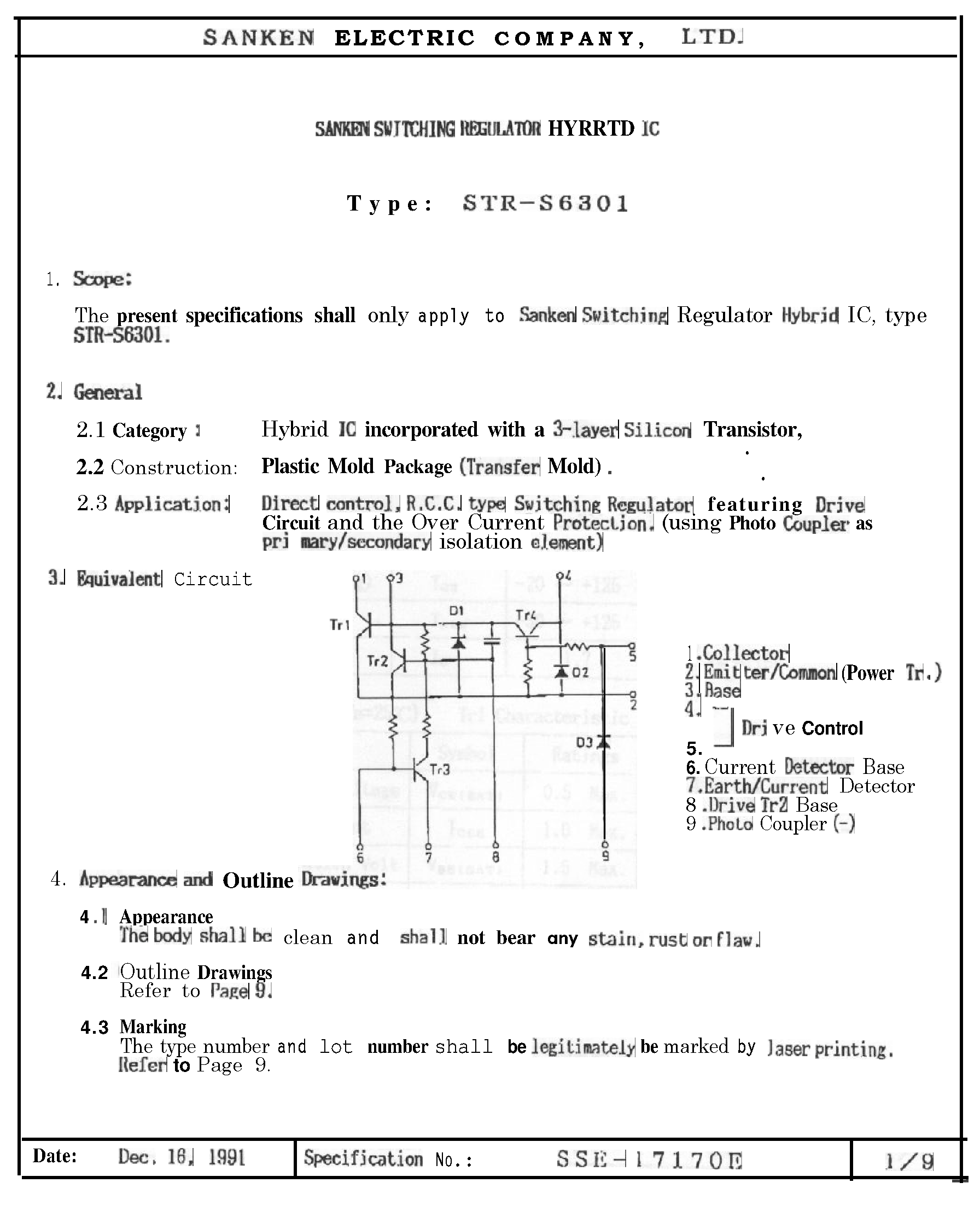 Datasheet STRS6301 page 1 Datasheet STRS6301 - SWITCHING REGULATOR HYRRTD lC page 1