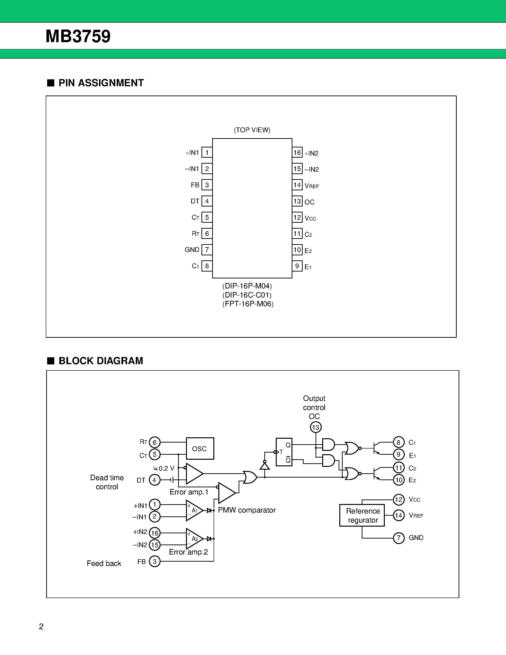 Datasheet MB3759 page 2 Datasheet MB3759 - Switching Regulator Controller page 2