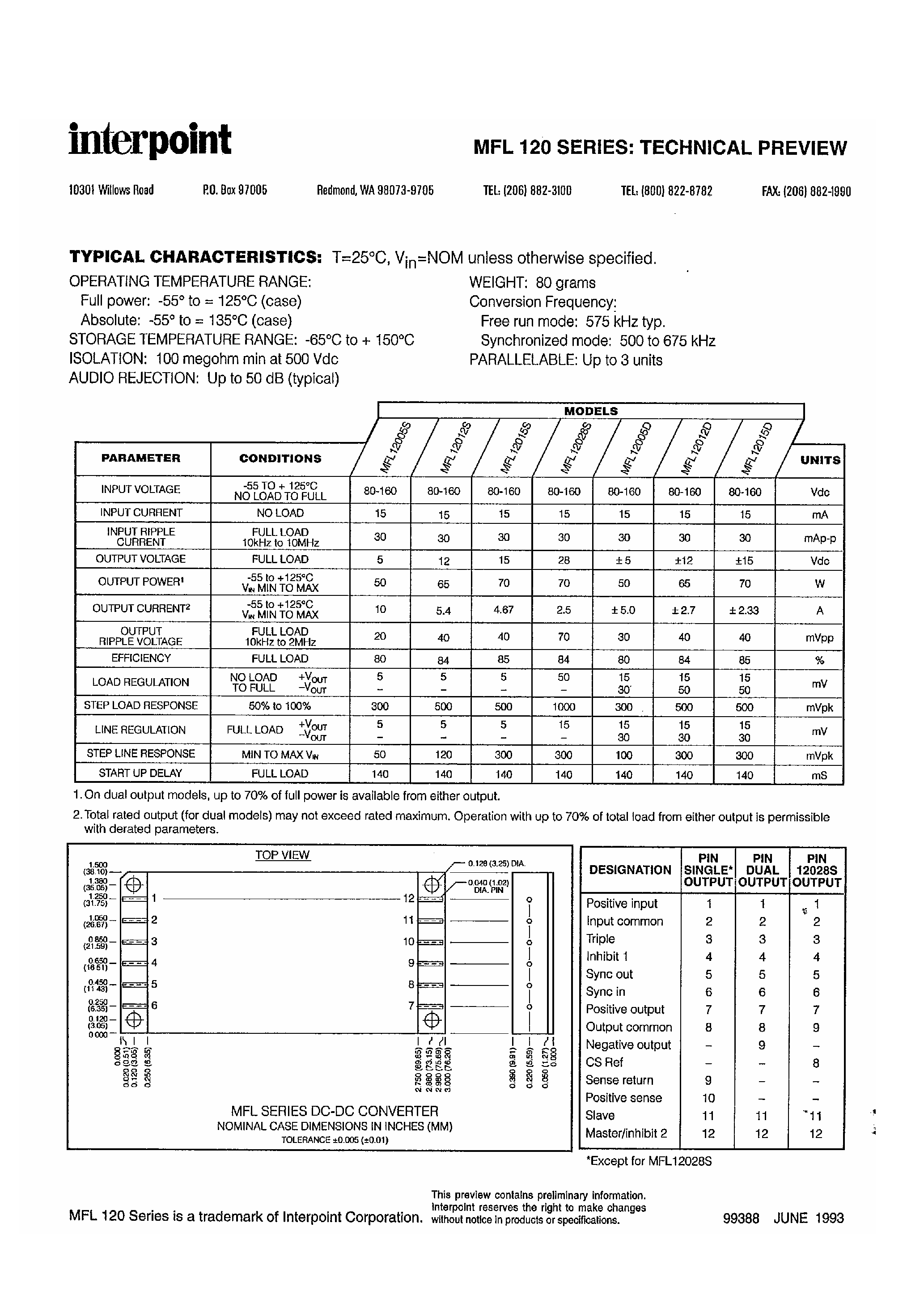 Даташит MFL12005 - 70 W Output Power / 80-160 V Input / Low Voltage Lockout страница 2