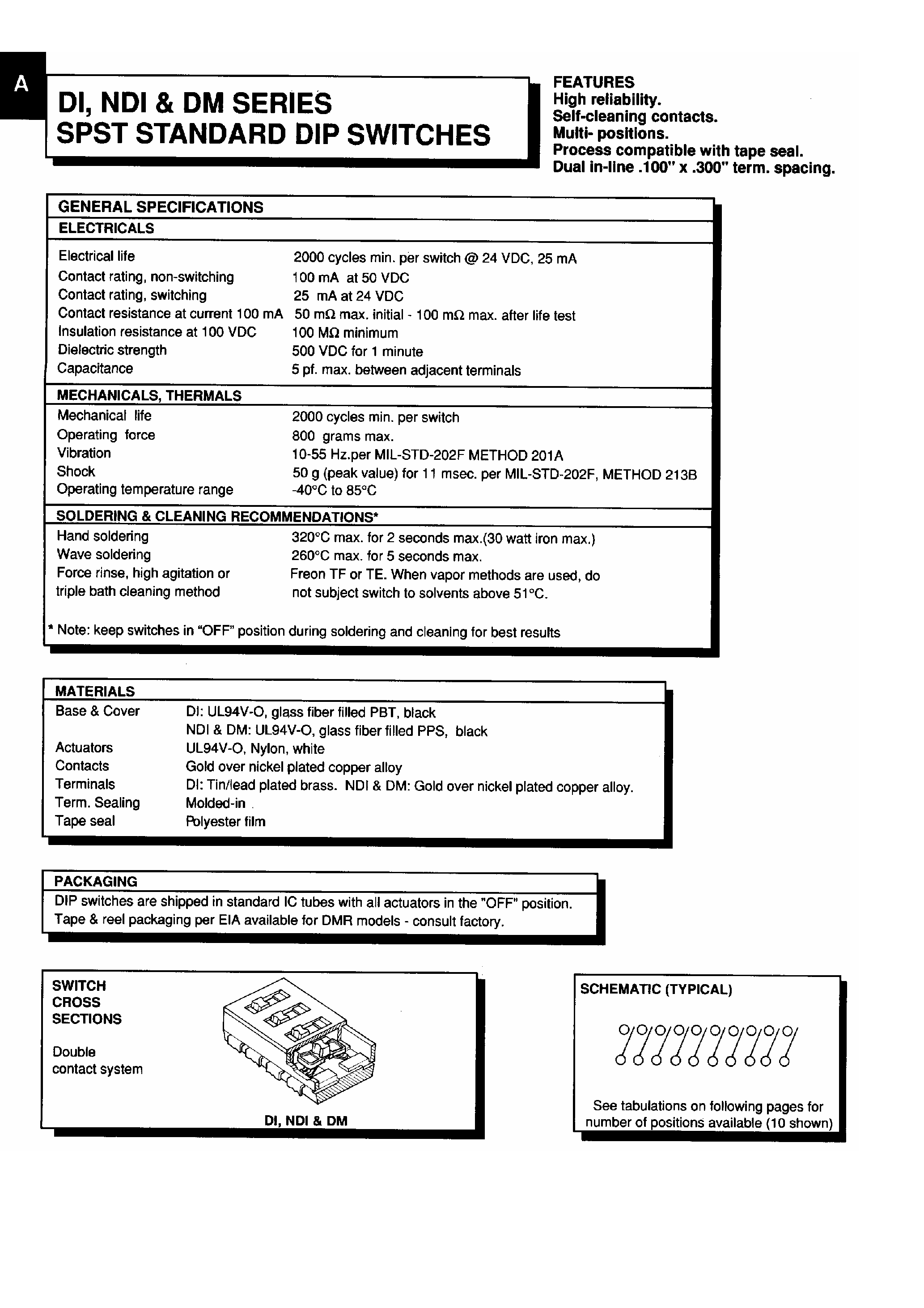 Даташит на микросхему DI08 страница 1 Даташит DI08 - Spst Standard DIP Switches страница 1