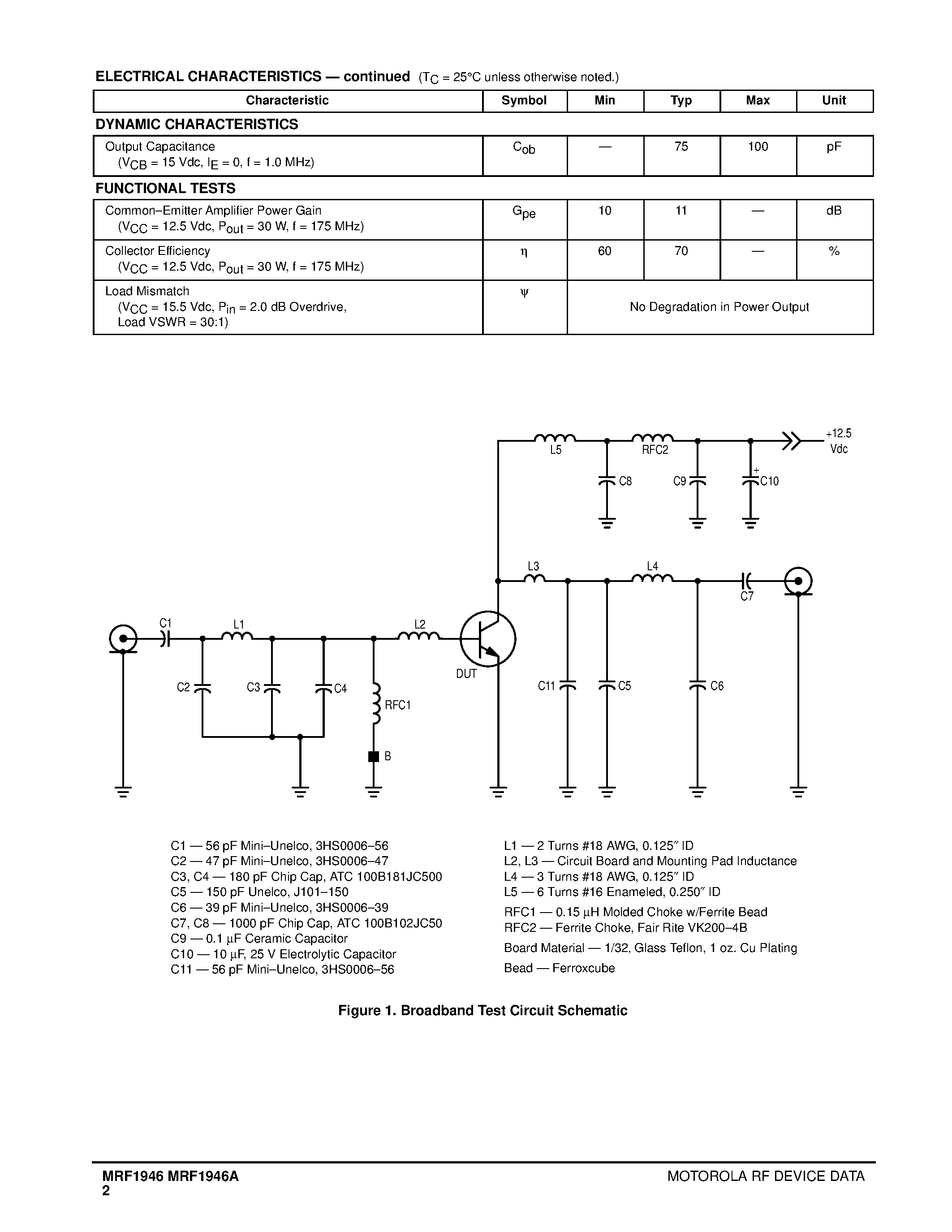 Datasheet MRF1946 page 2 Datasheet MRF1946 - RF POWER TRANSISTORS NPN SILICON page 2
