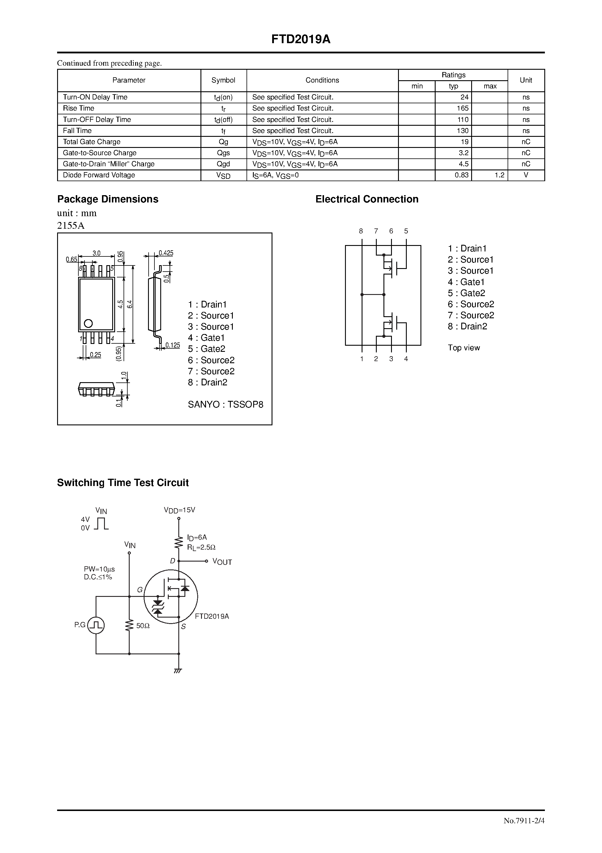 Даташит на микросхему FTD2019A страница 2 Даташит FTD2019A - Load Switching Applications страница 2