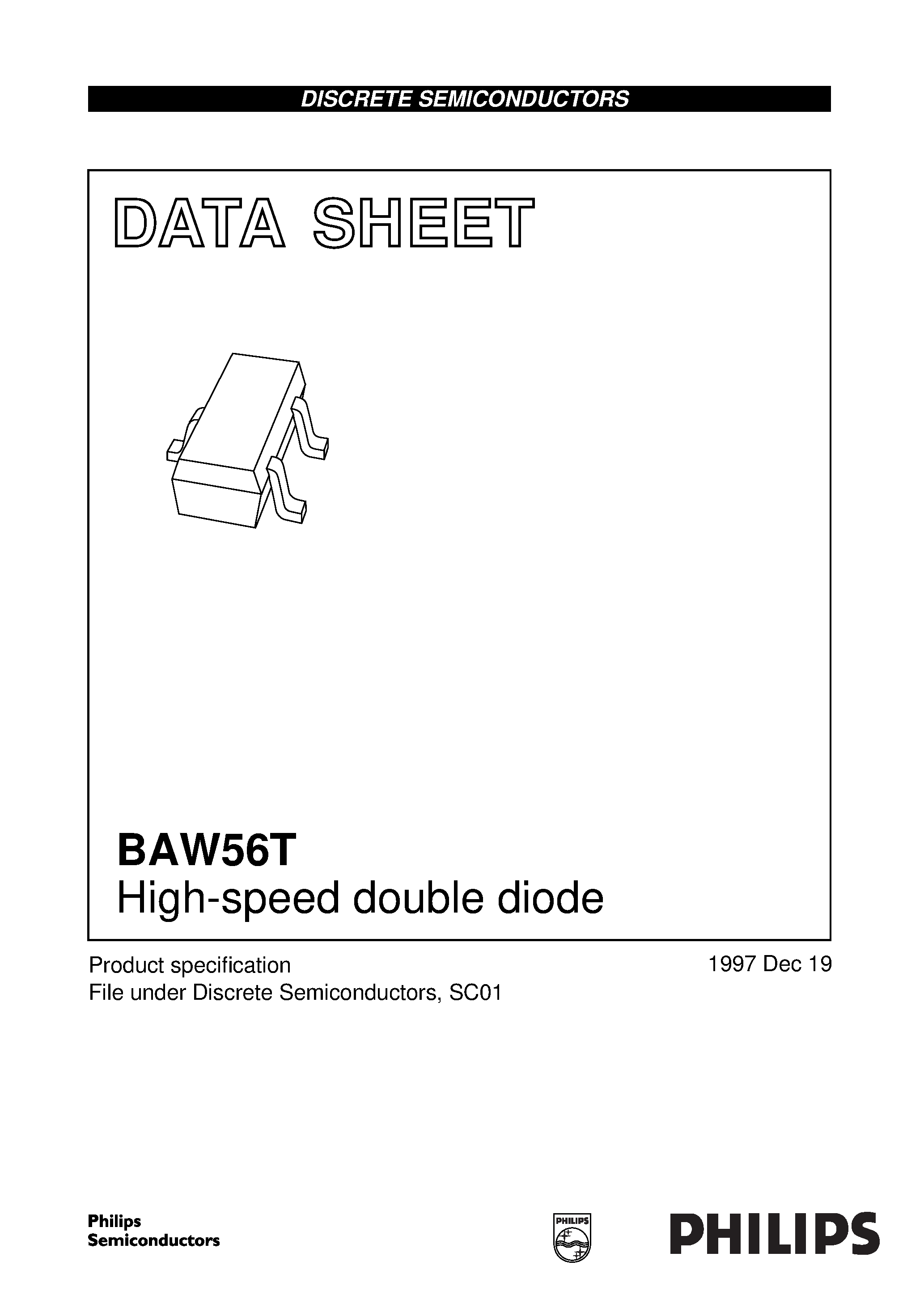 Datasheet BAW56T page 1 Datasheet BAW56T - High-speed double diode page 1