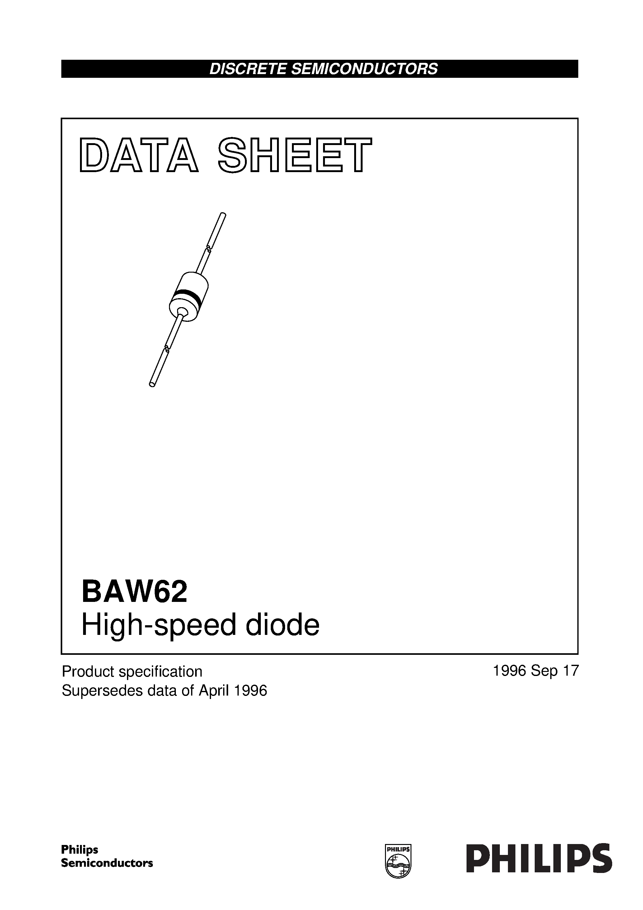 Datasheet BAW62 page 1 Datasheet BAW62 - High-speed diode page 1