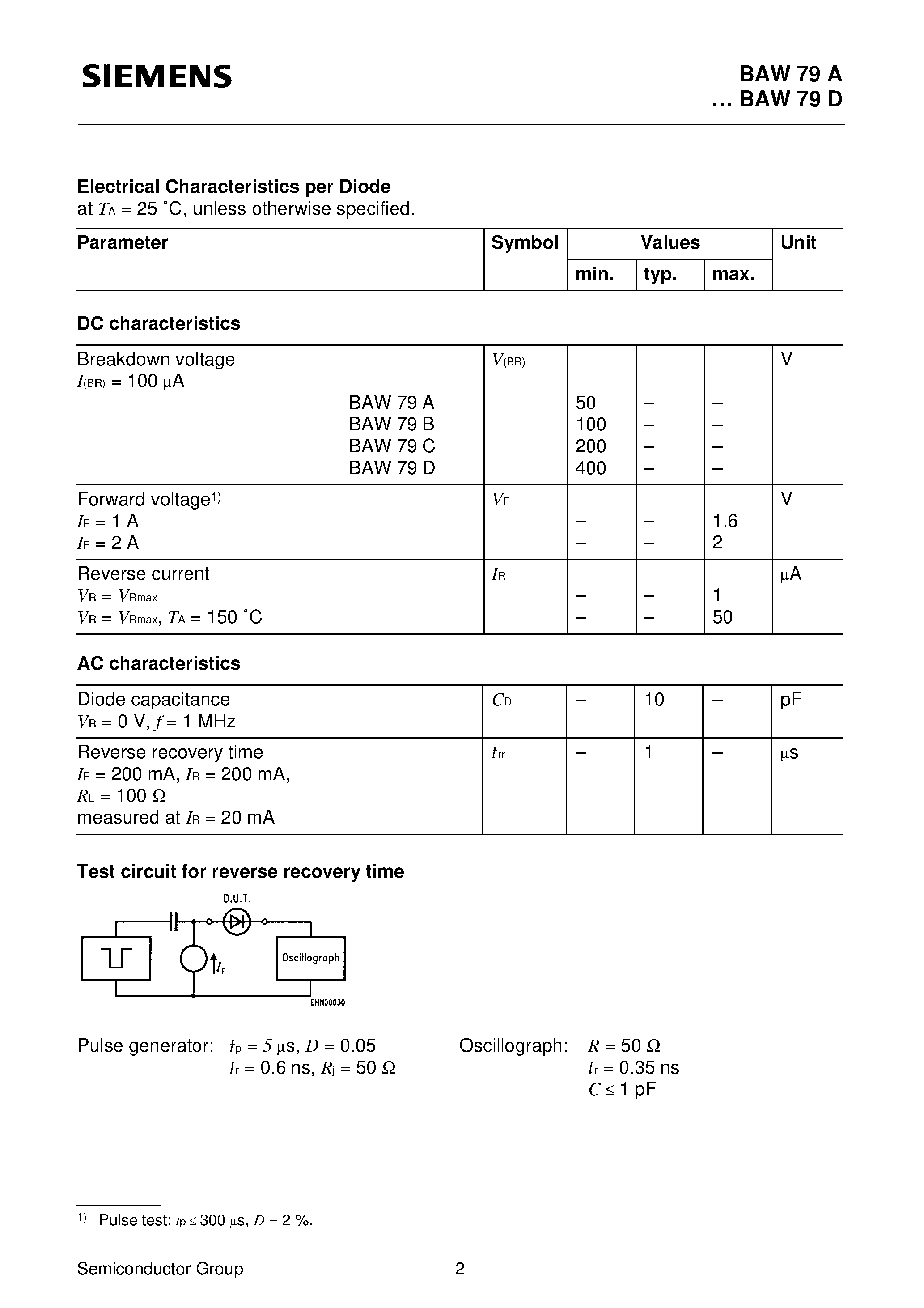 Даташит на микросхему BAW78A-BAW79D страница 2 Даташит BAW78A-BAW79D - Silicon Switching Diodes (For high-speed switching High breakdown voltage Common cathode) страница 2