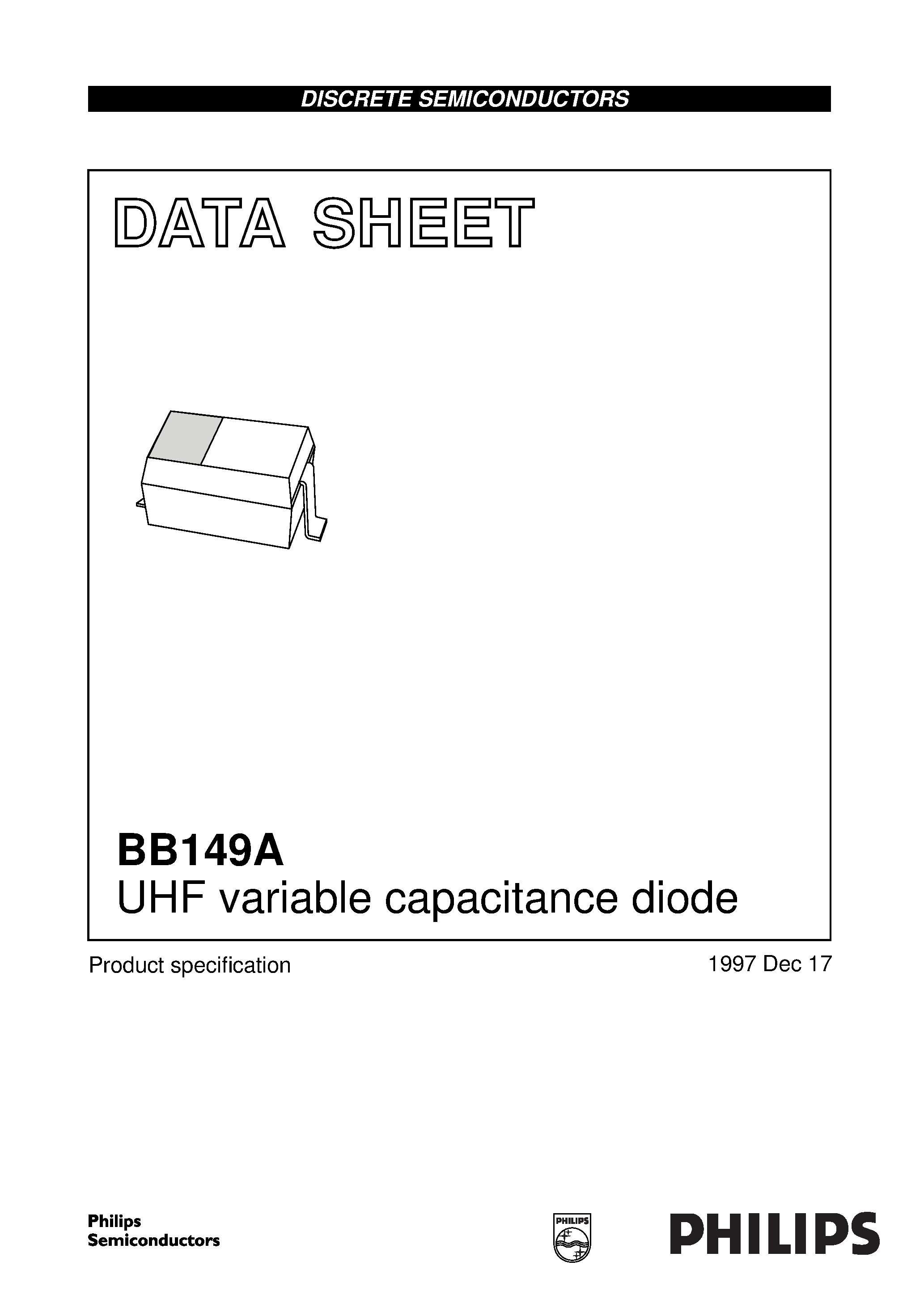 Datasheet BB149A page 1 Datasheet BB149A - UHF variable capacitance diode page 1