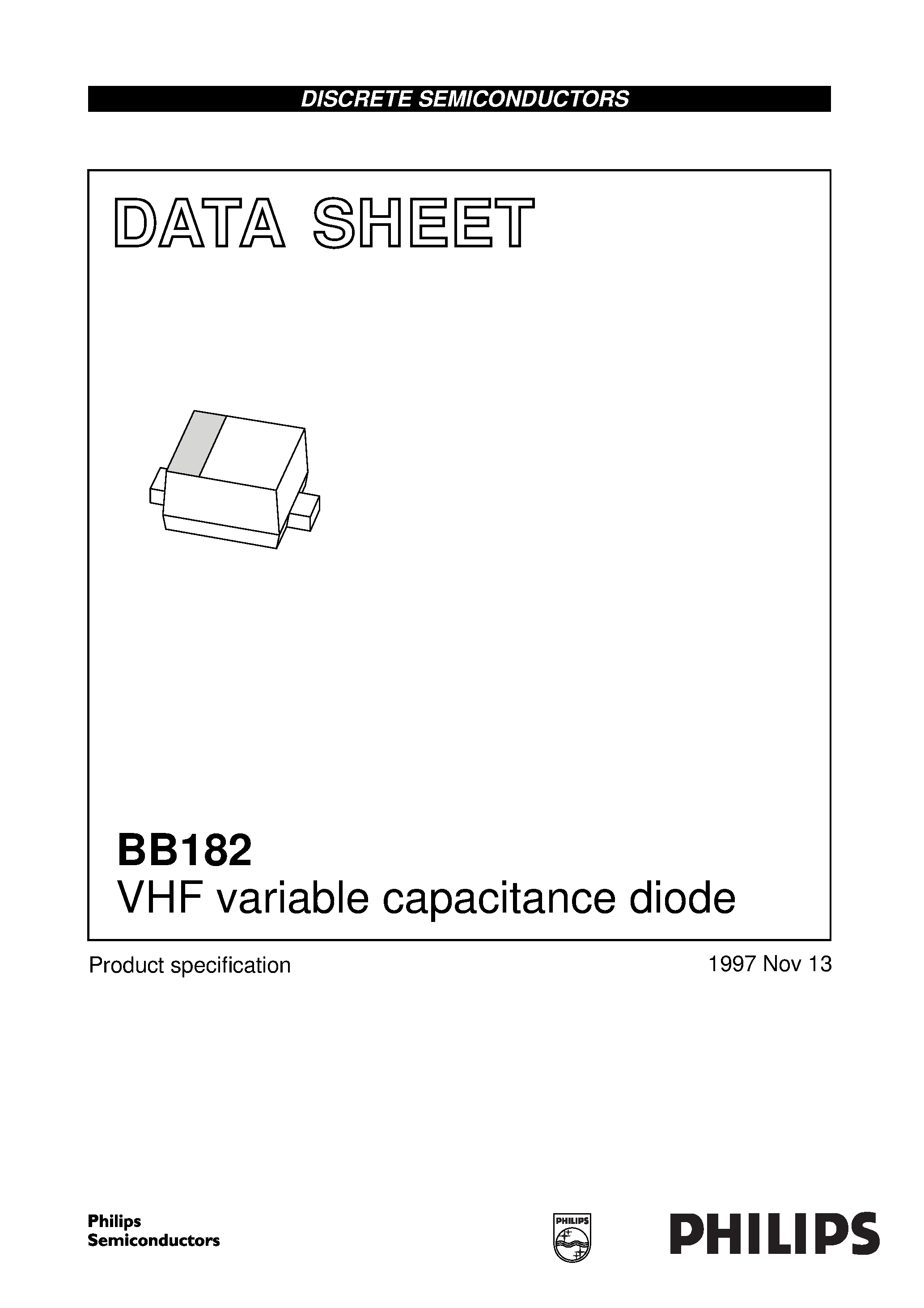 Datasheet BB182 page 1 Datasheet BB182 - VHF variable capacitance diode page 1