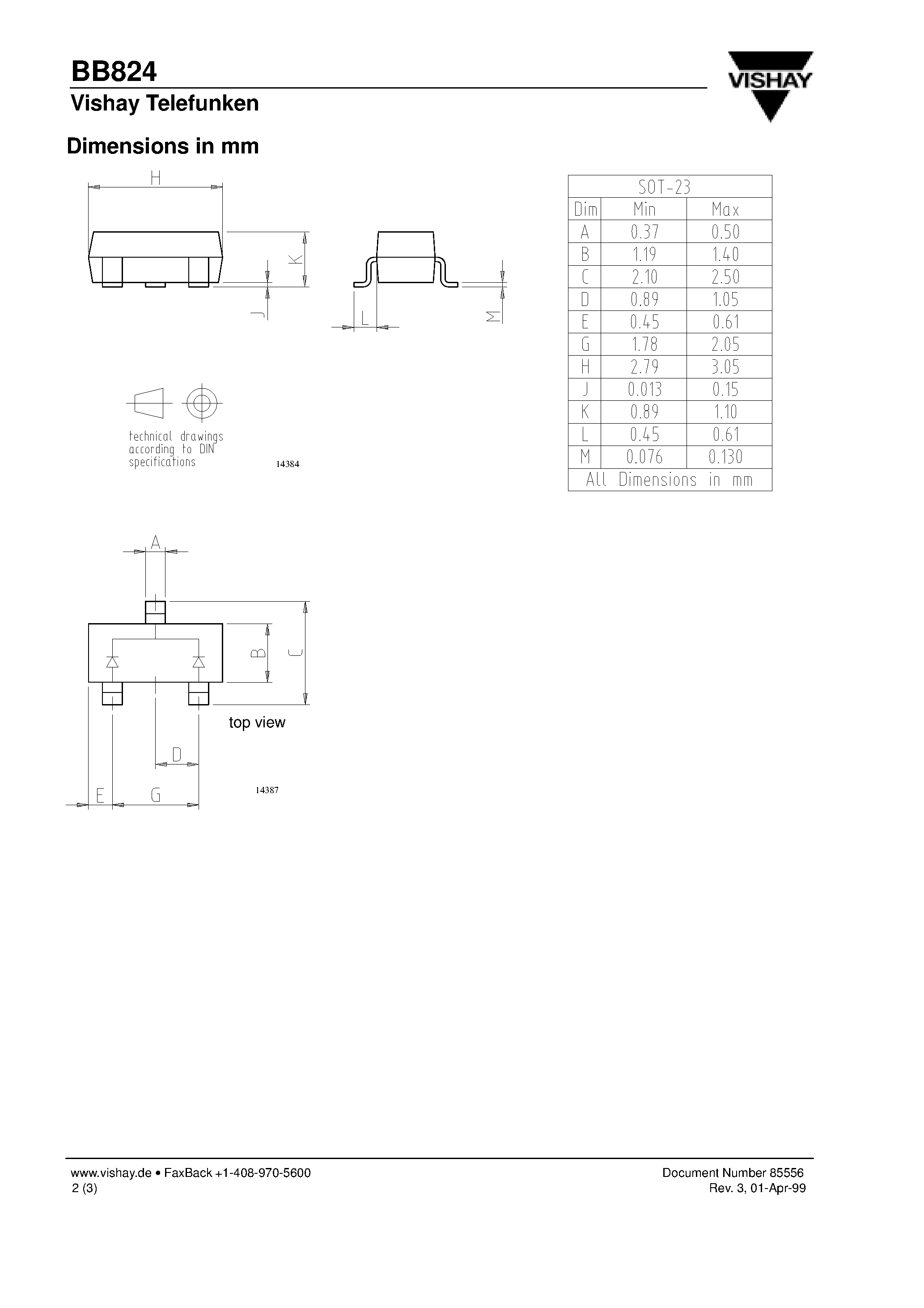 Datasheet BB824 page 2 Datasheet BB824 - Silicon Epitaxial Planar Dual Capacitance Diode page 2