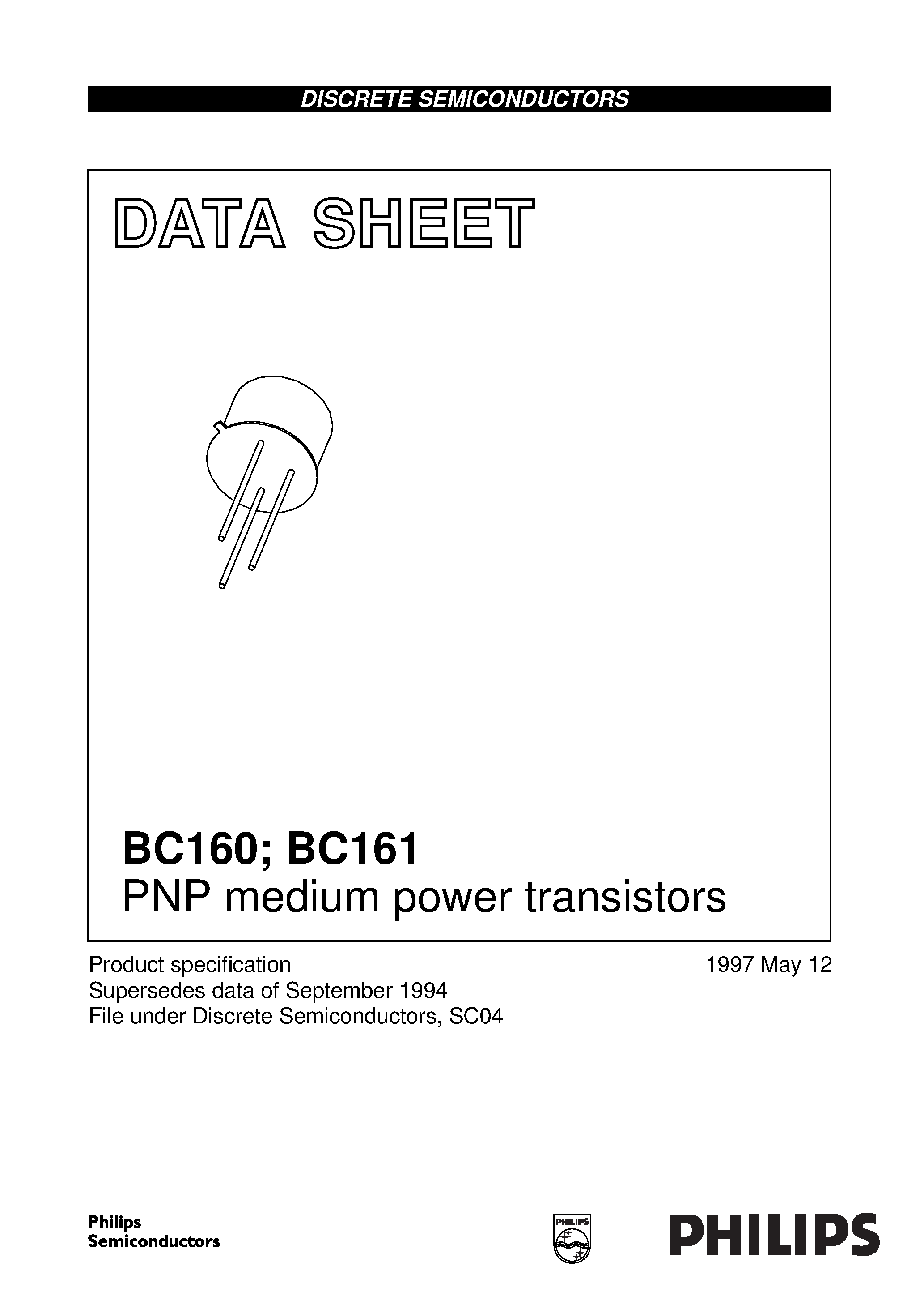 Даташит BC161 - PNP medium power transistors страница 1