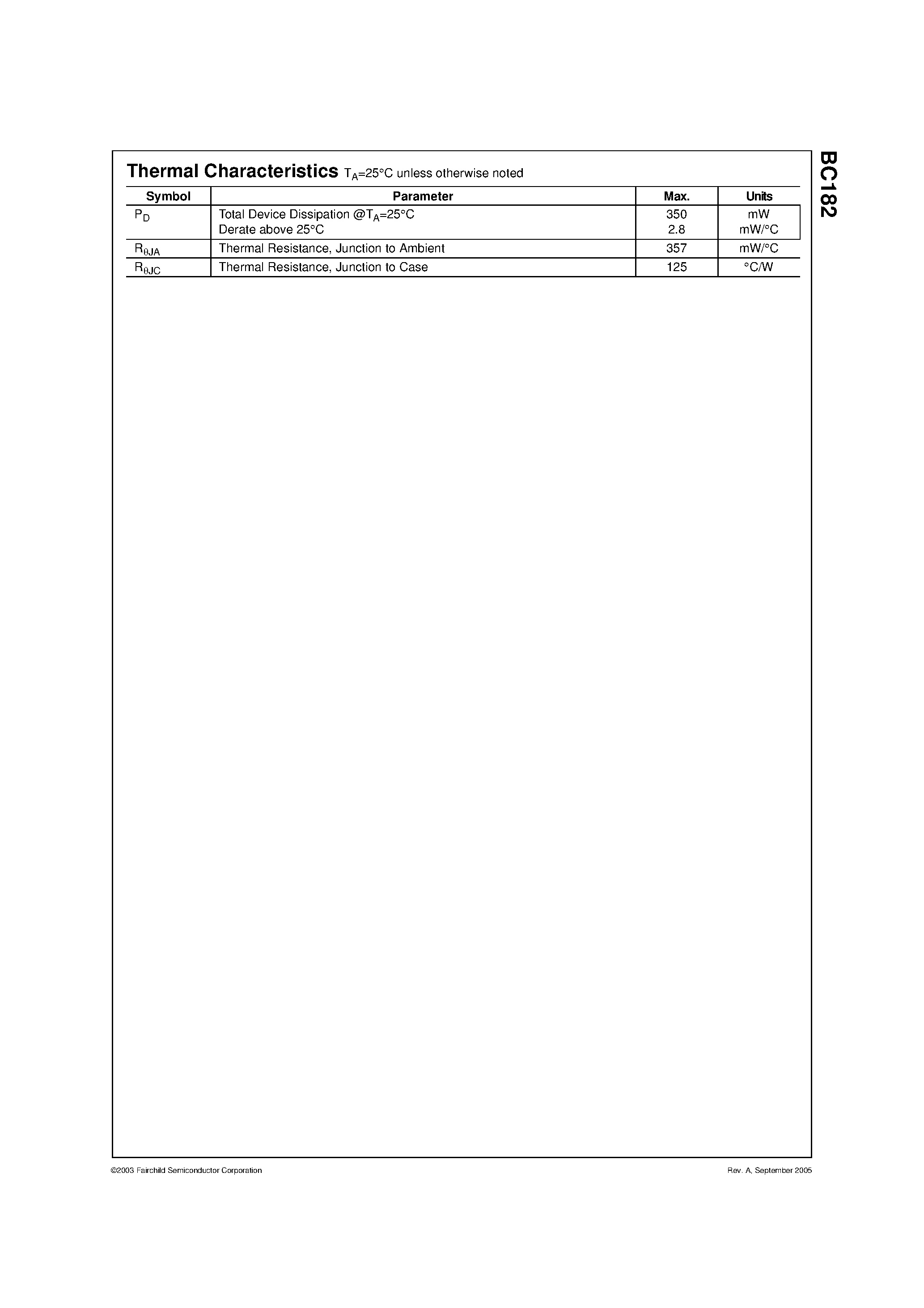 Datasheet BC182 page 2 Datasheet BC182 - AMPLIFIER TRANSISTOR(NPN) page 2
